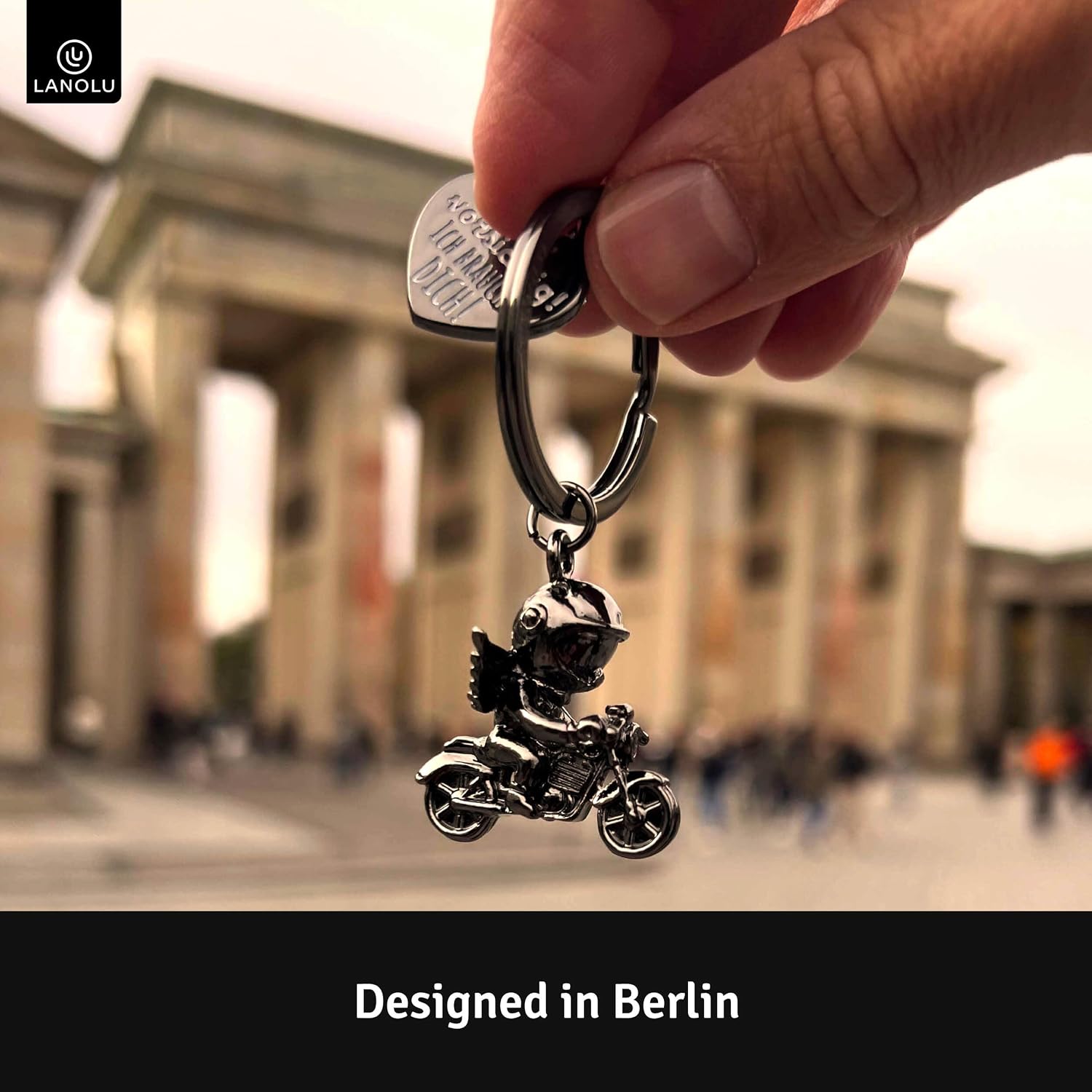 Detalle 2 de LANOLU Motorrad-Schlüsselanhänger „Engel“ – Metall-Charm als Geschenk für Motorradfahrer