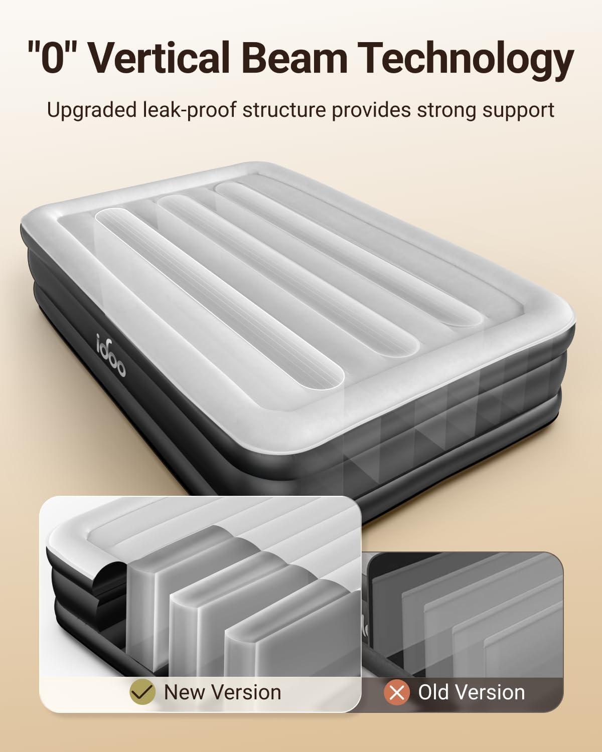 Thumbnail 1 de iDOO Inflatable Air Mattress (Double) with Built-in Pump – 190x137x46 cm