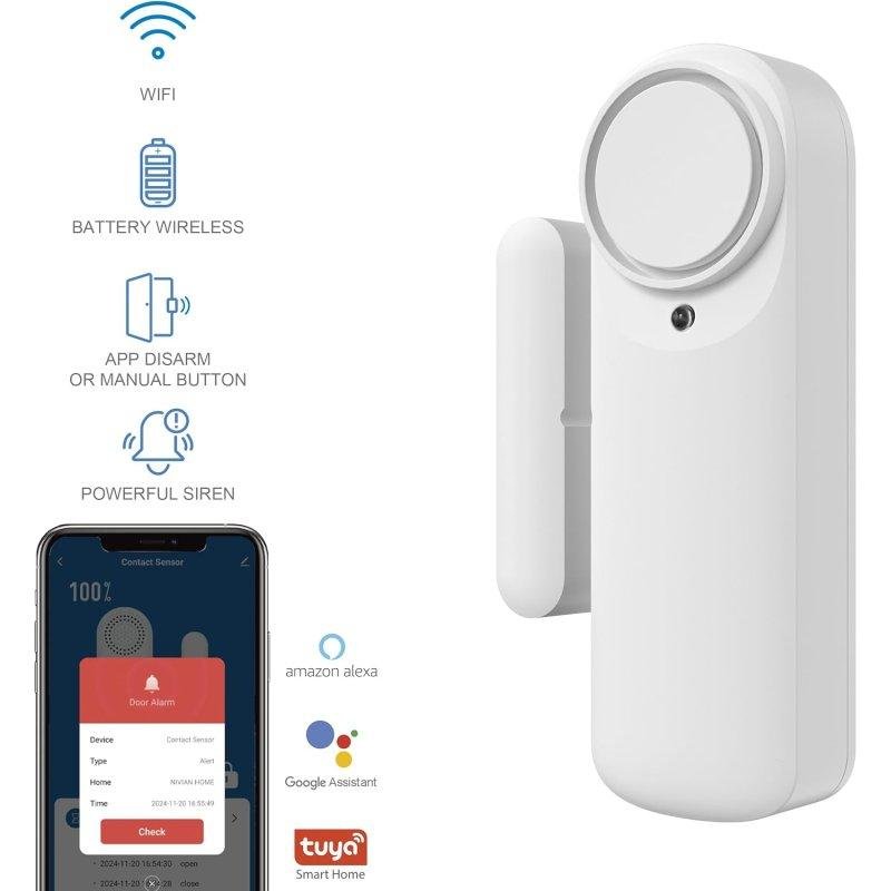 Thumbnail 3 de Alarma Nivian Wifi Inalámbrica con Sensor Magnético Interior y Sirena de 100 dB (Pack 4)