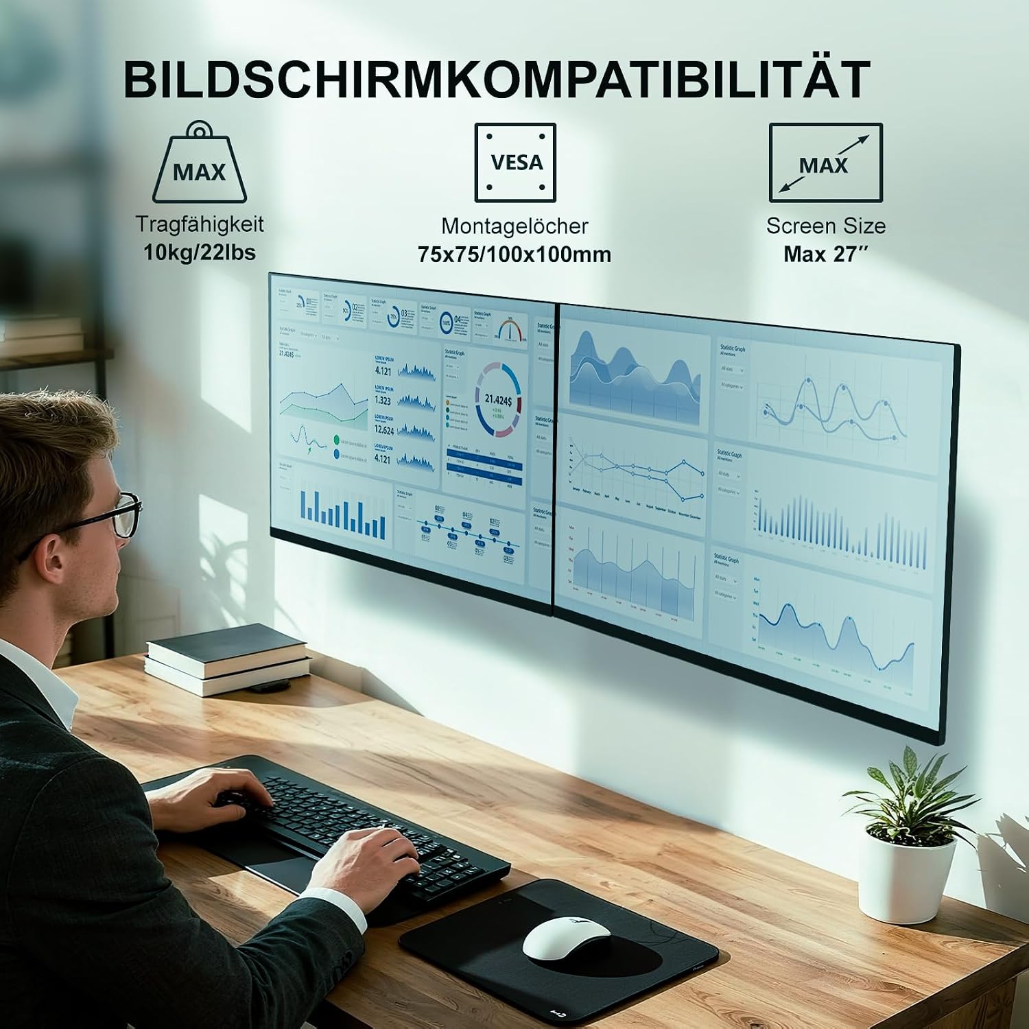 Detalle 2 de WALI Dual Monitor Wandhalterung