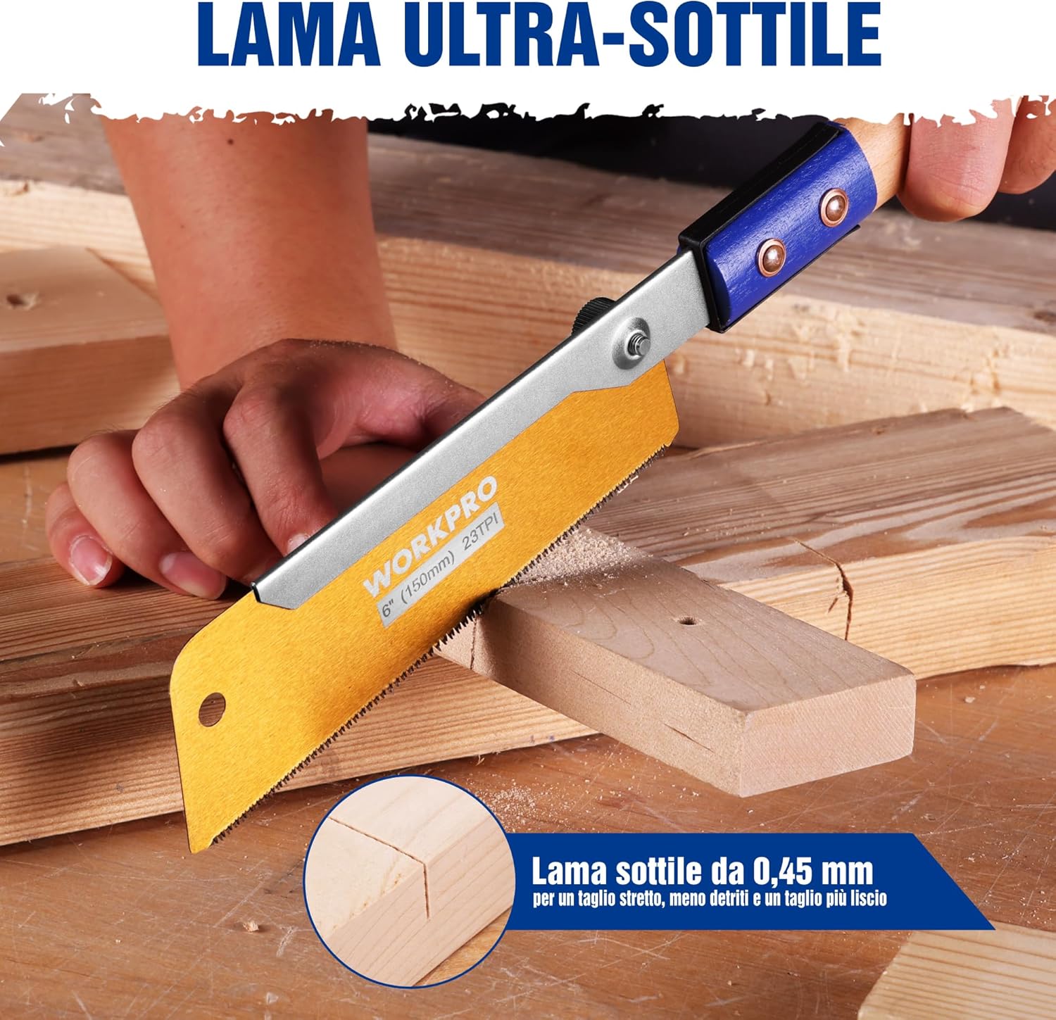 Thumbnail 3 de WORKPRO Sega Giapponese per Legno da 345 mm, lama SK5 0,45 mm e taglio fine 23TPI