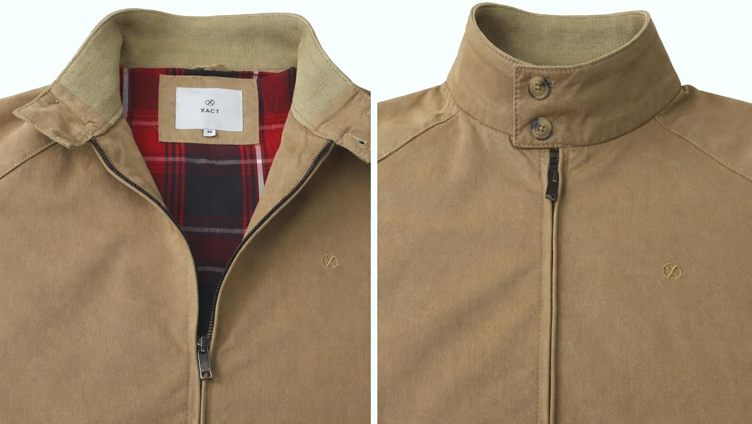 Thumbnail 3 de Xact Men’s Soft Cotton Harrington Bomber Jacket with Tartan Check Lining (Regular Fit)