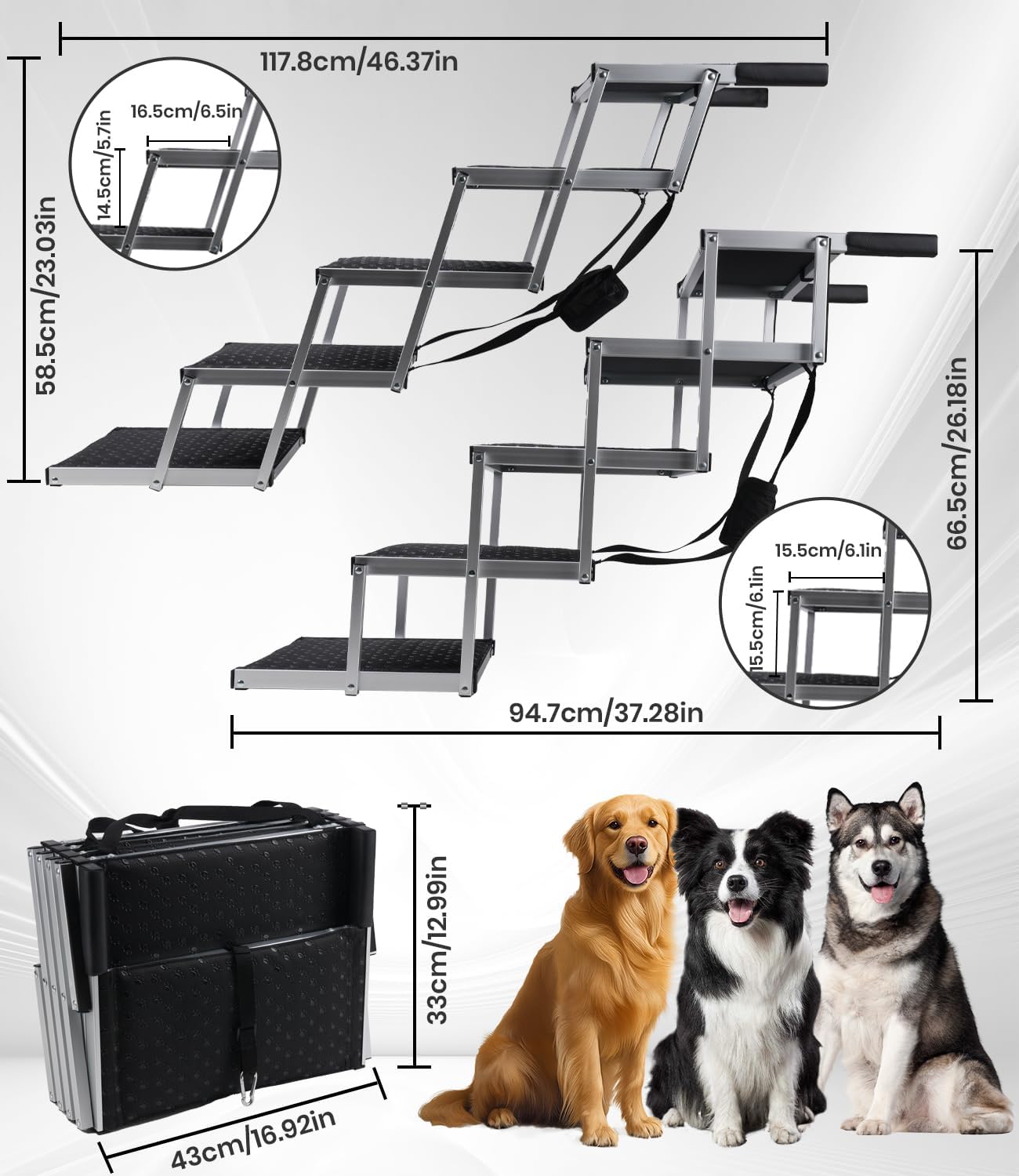 Detalle 2 de Hundetreppe Auto klappbar 5 Stufen bis 80 kg