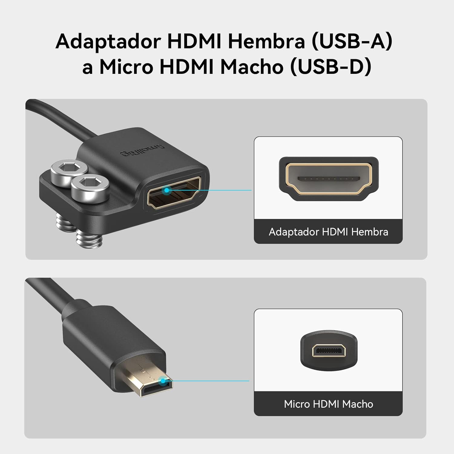 Detalle 2 de SMALLRIG 3021 adaptador 4K 60 Hz para cámara