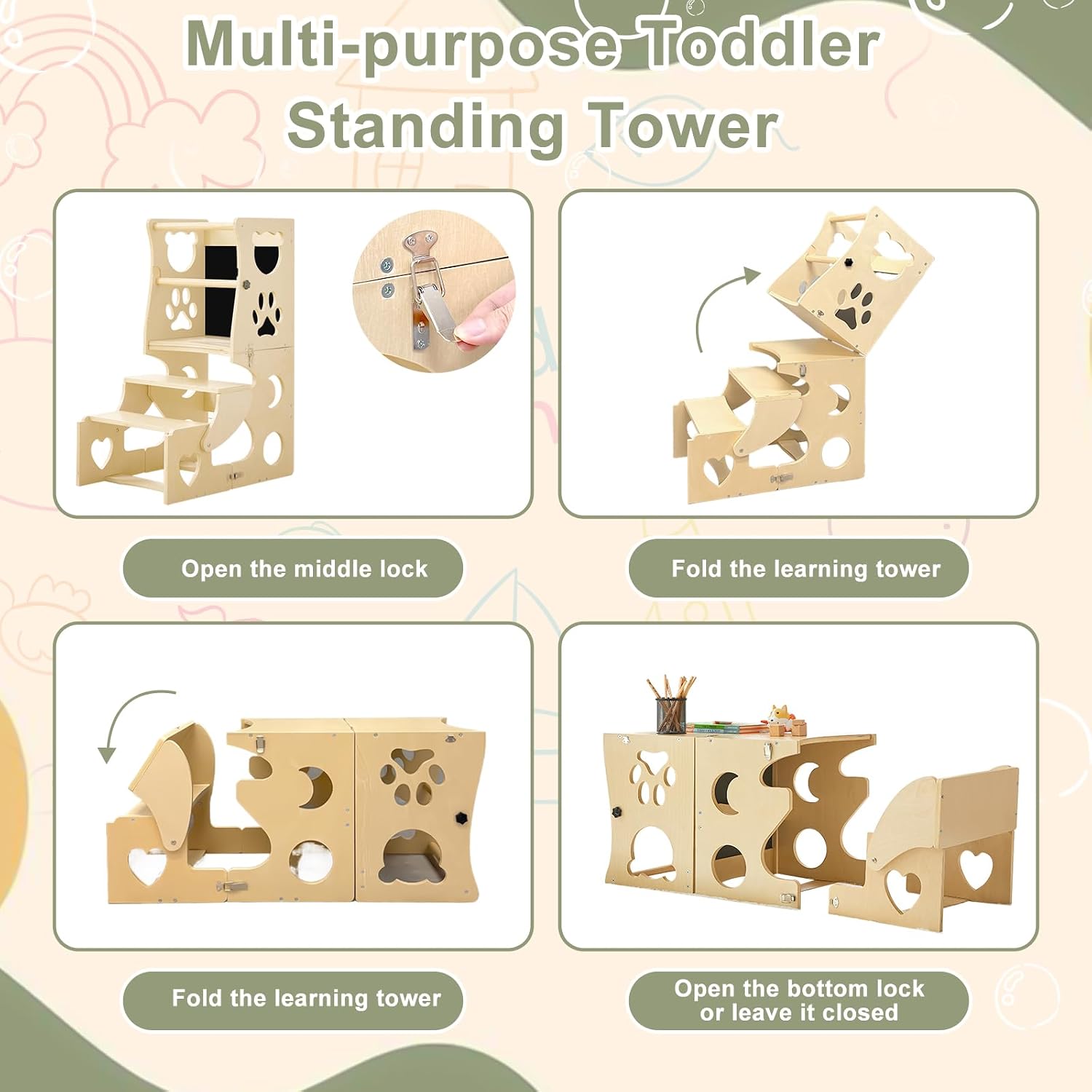 Detalle de Toddler Kitchen Step Stool with Chalkboard