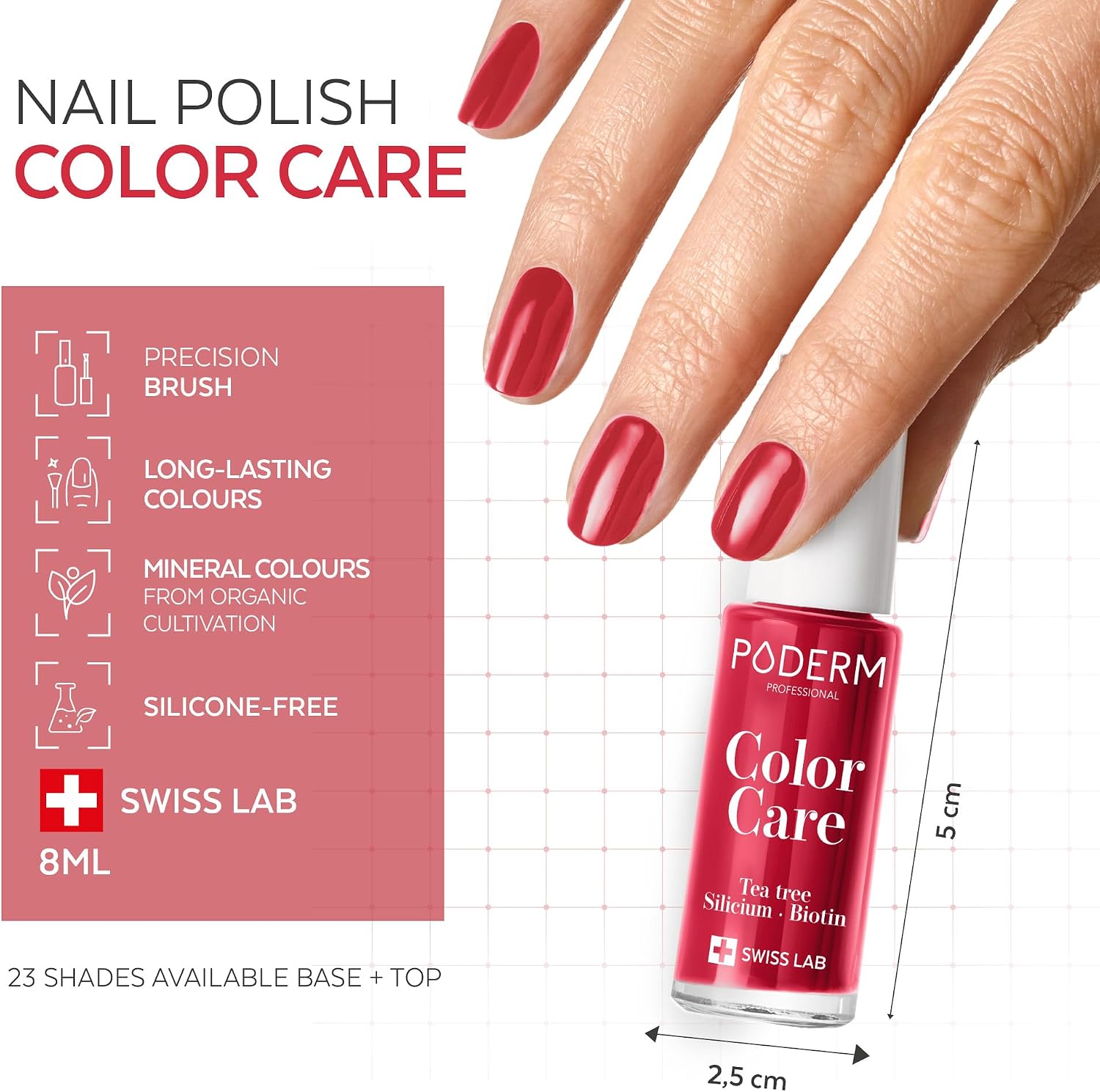 Thumbnail 5 de PODERM Nail Care Polish Rose Red – verzorgende nagellak met tea tree