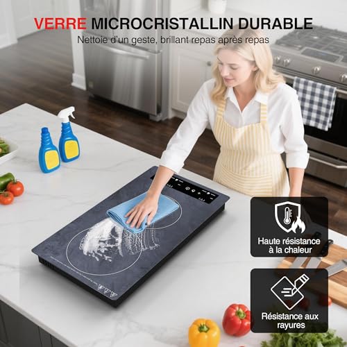 Thumbnail 6 de GTKZW Plaque Induction 2 Feux 3000W – Modèle portable encastrable ou libre avec 9 niveaux et minuterie