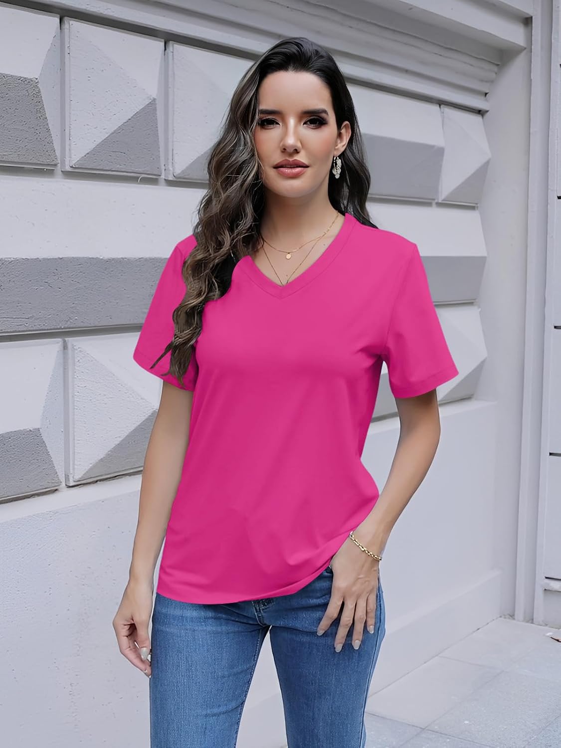 Detalle 2 de Cuptacc Oversized V-Ausschnitt T-Shirt