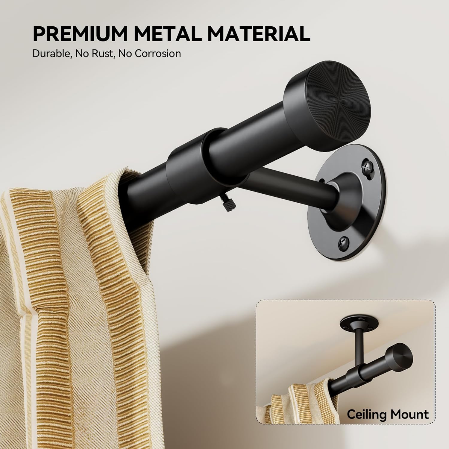 Detalle 2 de YaFex Heavy Duty Curtain Rods 32-150 Inch ๐ช