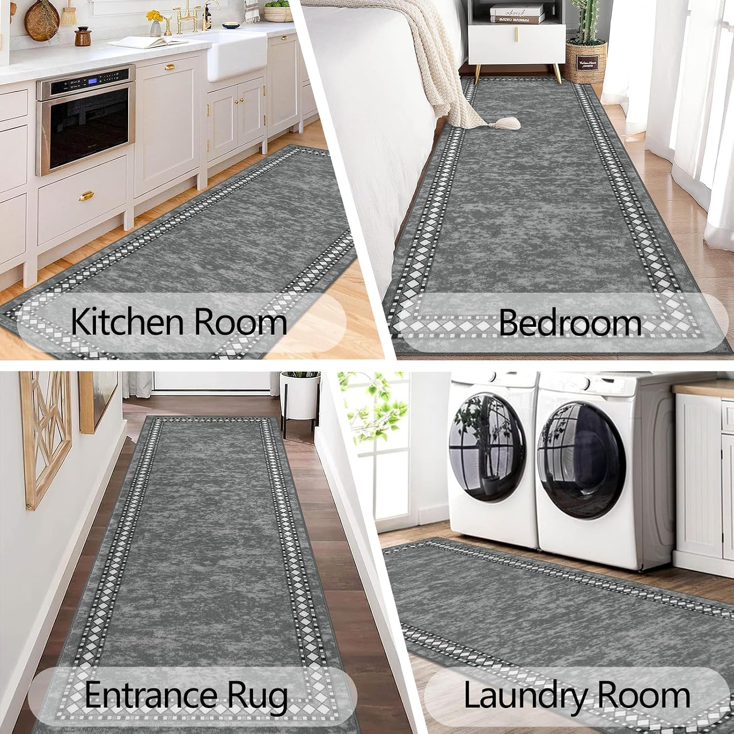Thumbnail 6 de Homcomodar non-slip carpet runner for hallways, grey (80x200cm)