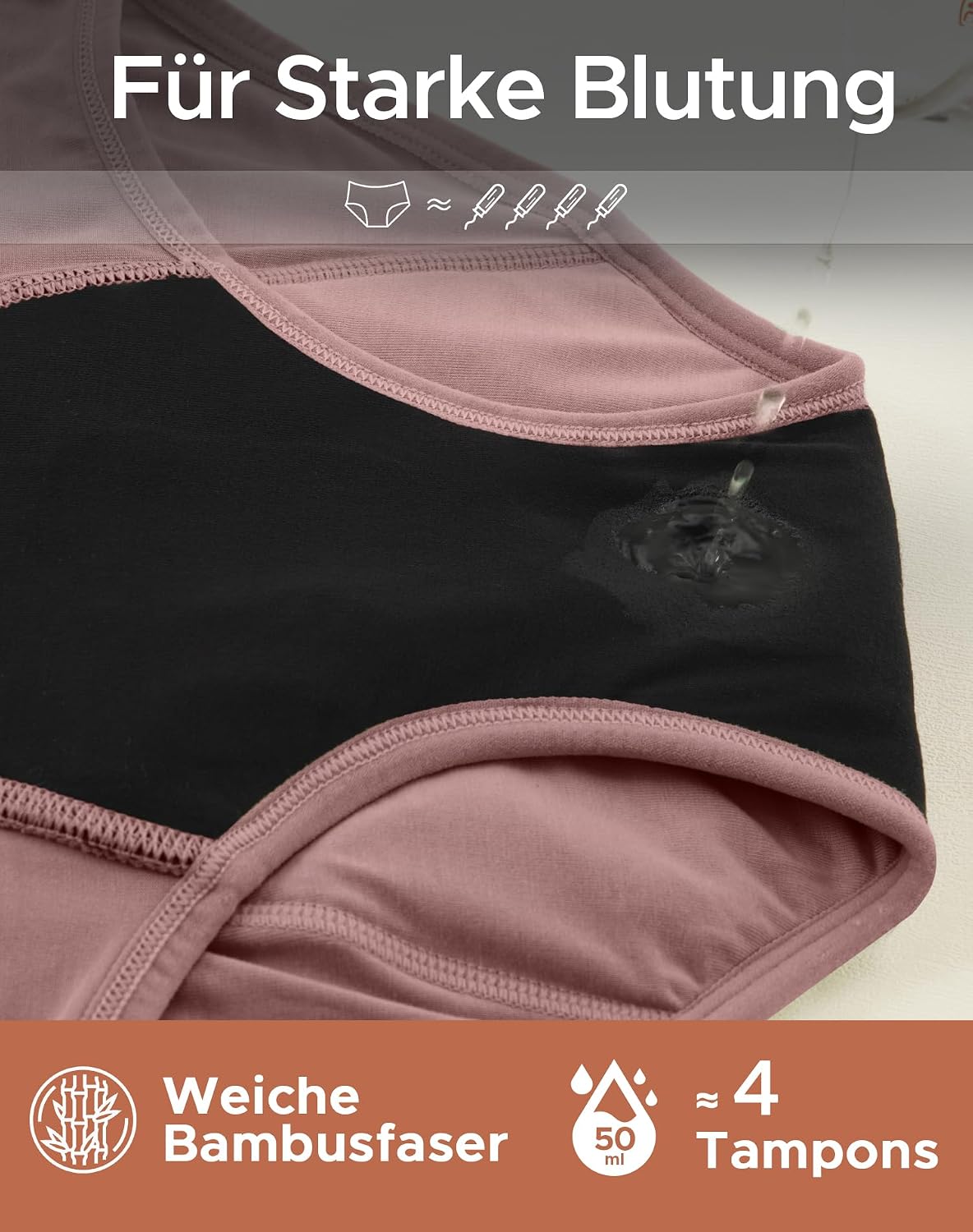 Detalle 2 de Culotte menstruelle INNERSY Flux trois (lot de 3) bambou lavable – flux abondant