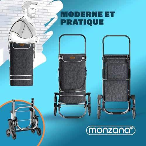 Thumbnail 7 de MONZANA Chariot de Courses Noir 56 L, 3 en 1 pliable avec isolation et 4 roues réfléchissantes