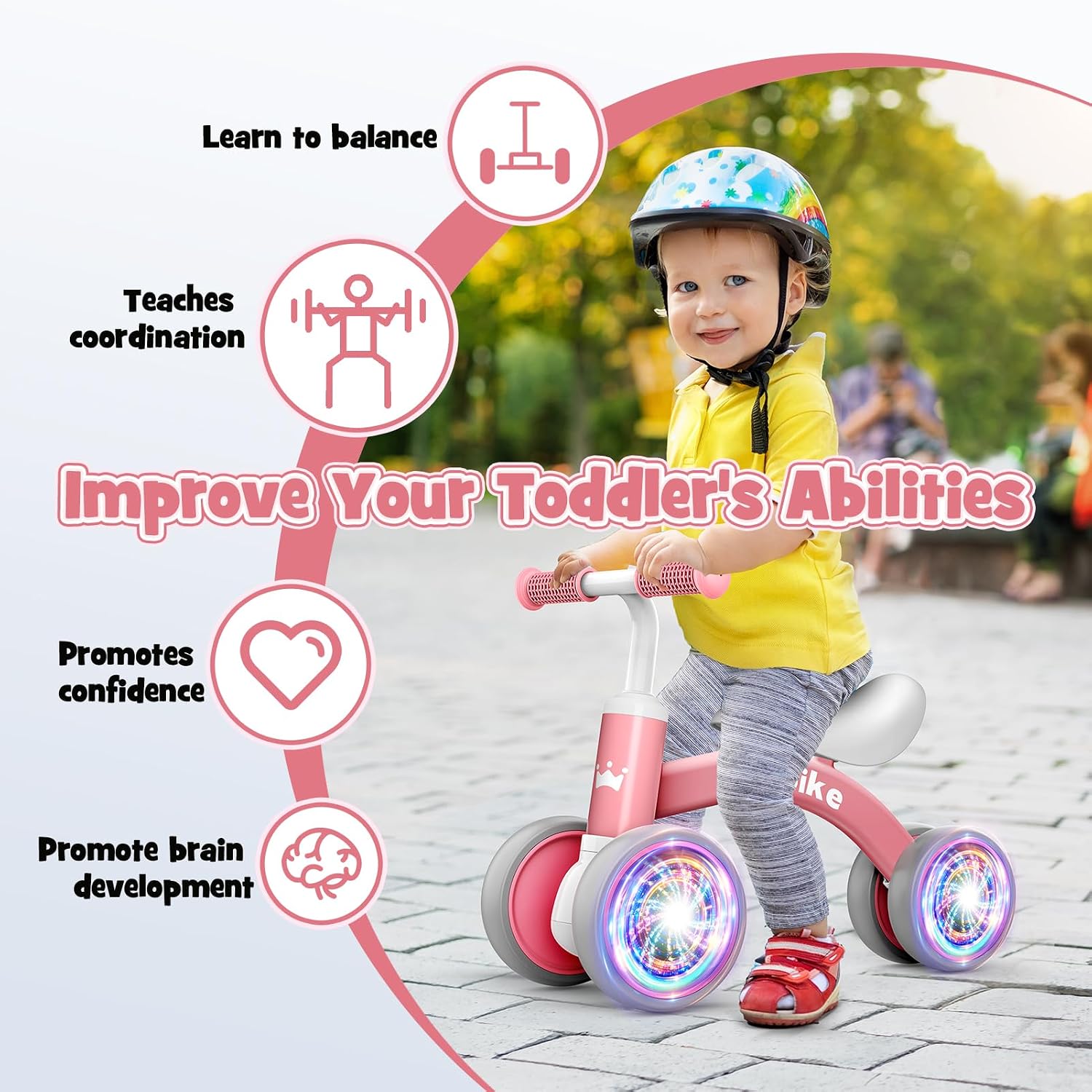 Thumbnail 2 de HappyGoLucky Balance Bike 1-2 Years 4 Wheels