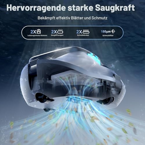 Detalle de Pondee X1 Upgrade 2026 – Kabelloser Poolroboter mit 120 Min Laufzeit