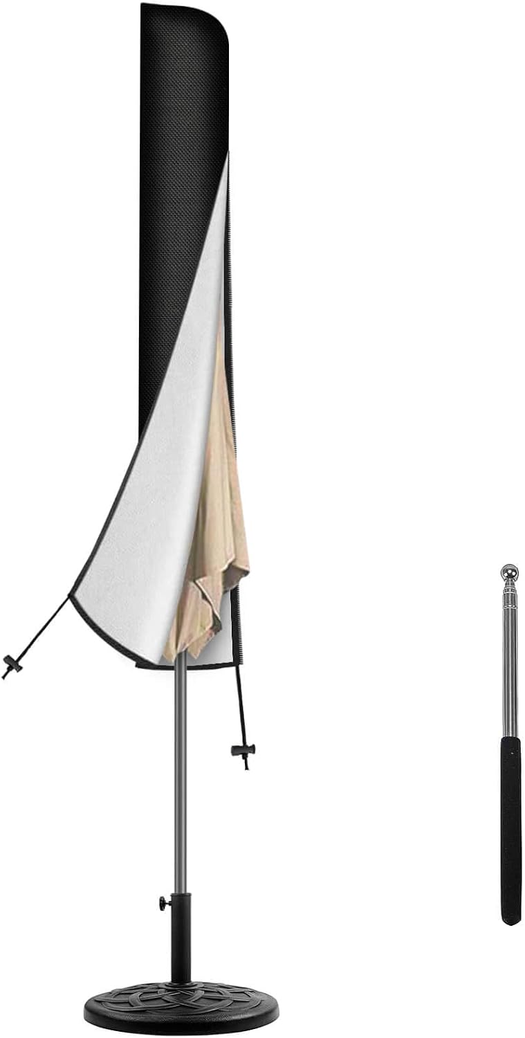 Detalle de Reinalin Sonnenschirm Schutzhülle mit Stab – 175×30,5/36,5 cm, wasserdicht, wind- und schneesicher