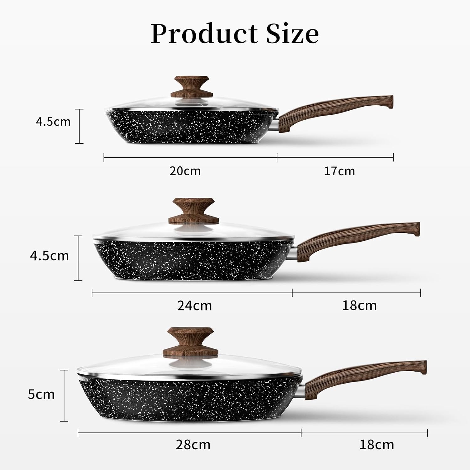 Detalle 2 de Innerwell Pfannenset 20+24+28 cm Antihaft