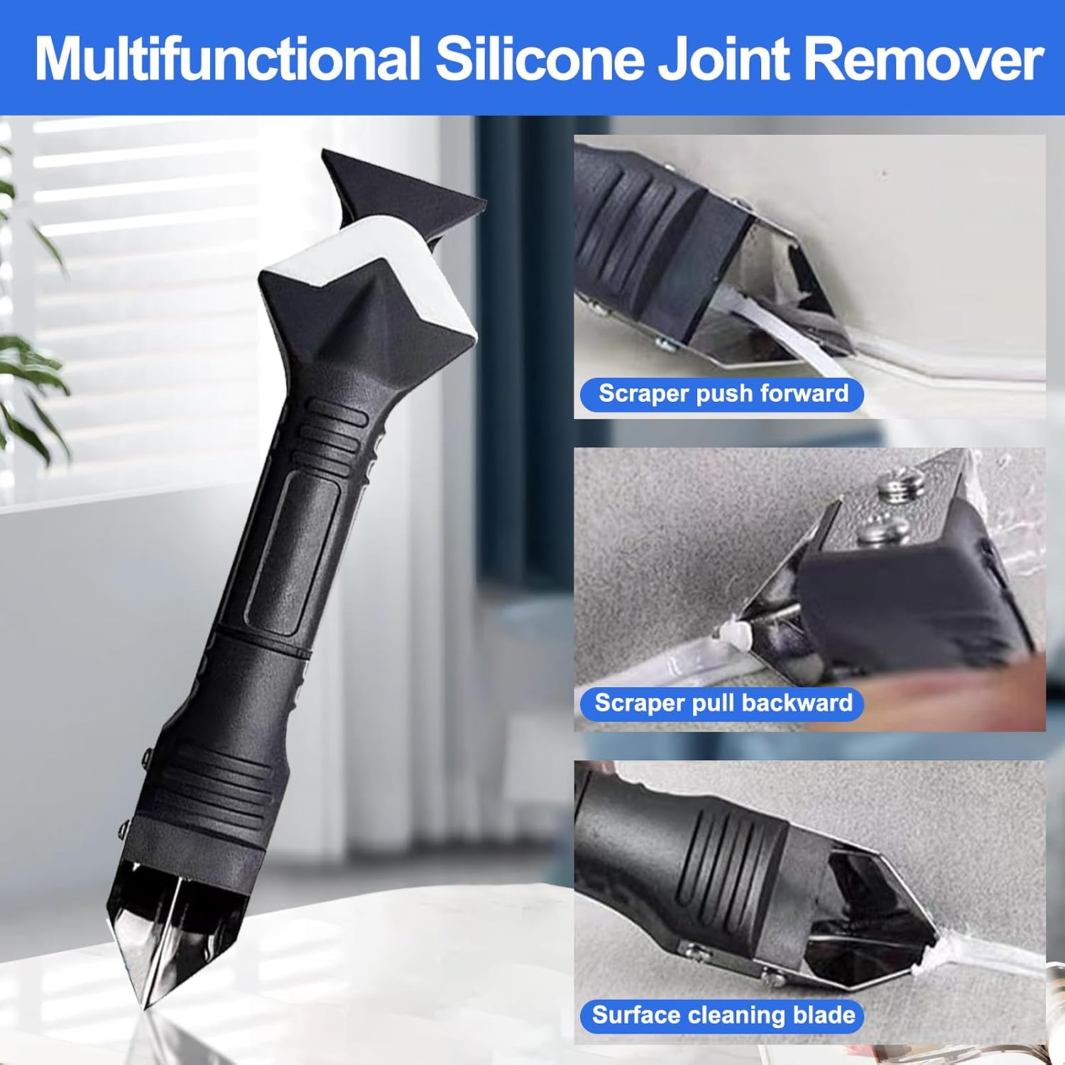 Detalle de Spatola per Silicone Kit 5 in 1: strumenti essenziali per rimuovere e rifinire silicone in bagno, cucina e finestre