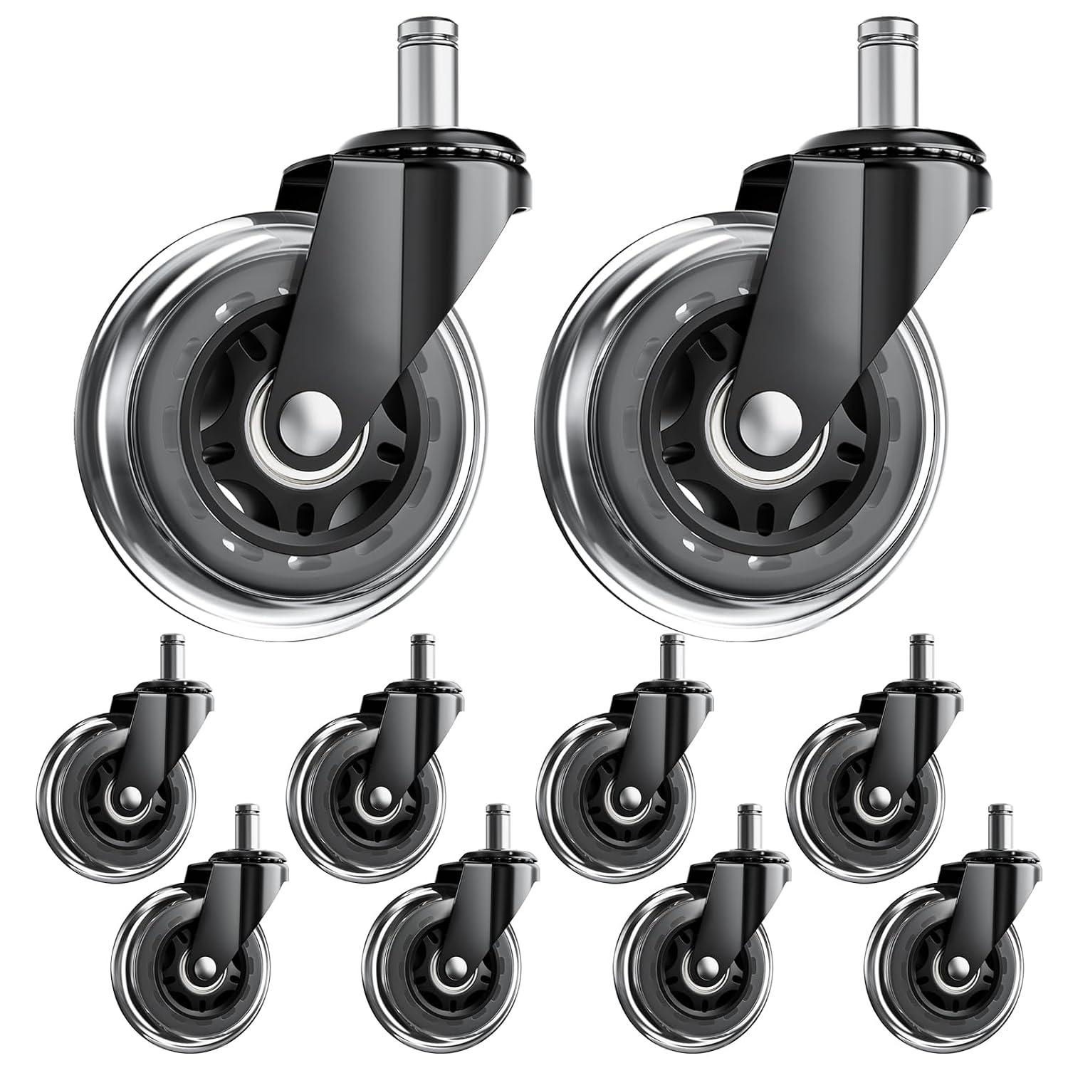 Detalle de ASHGOOB TR02 Office Chair Wheels, 10-Pack 3-Inch PU Casters