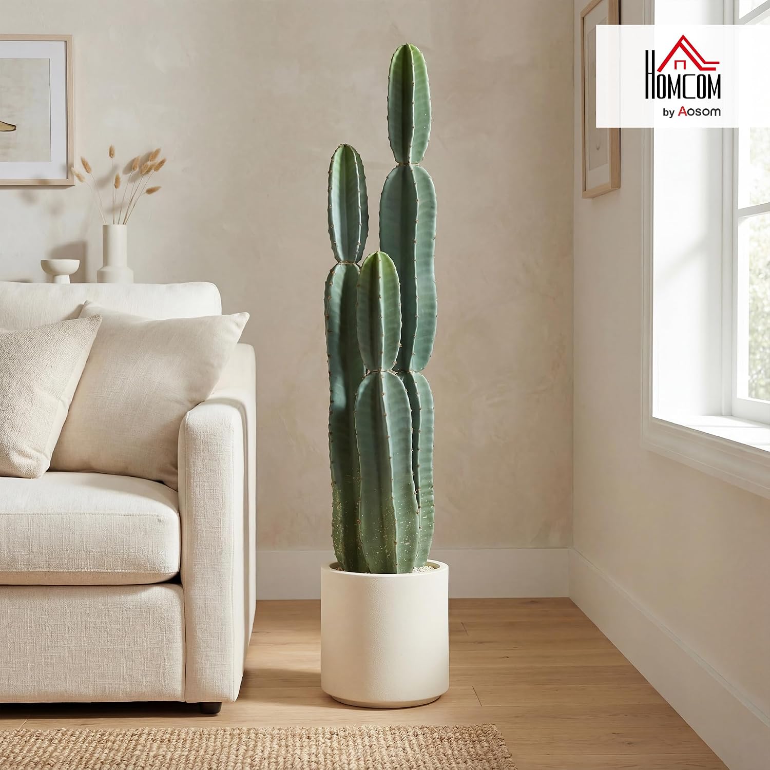 Detalle 2 de HOMCOM 83C-206V00GN kunstcactus van 111 cm in pot, onderhoudsvrij