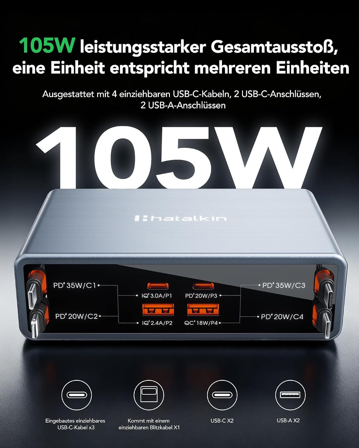 Detalle 2 de HATALKIN Station Charge USB C 105 W