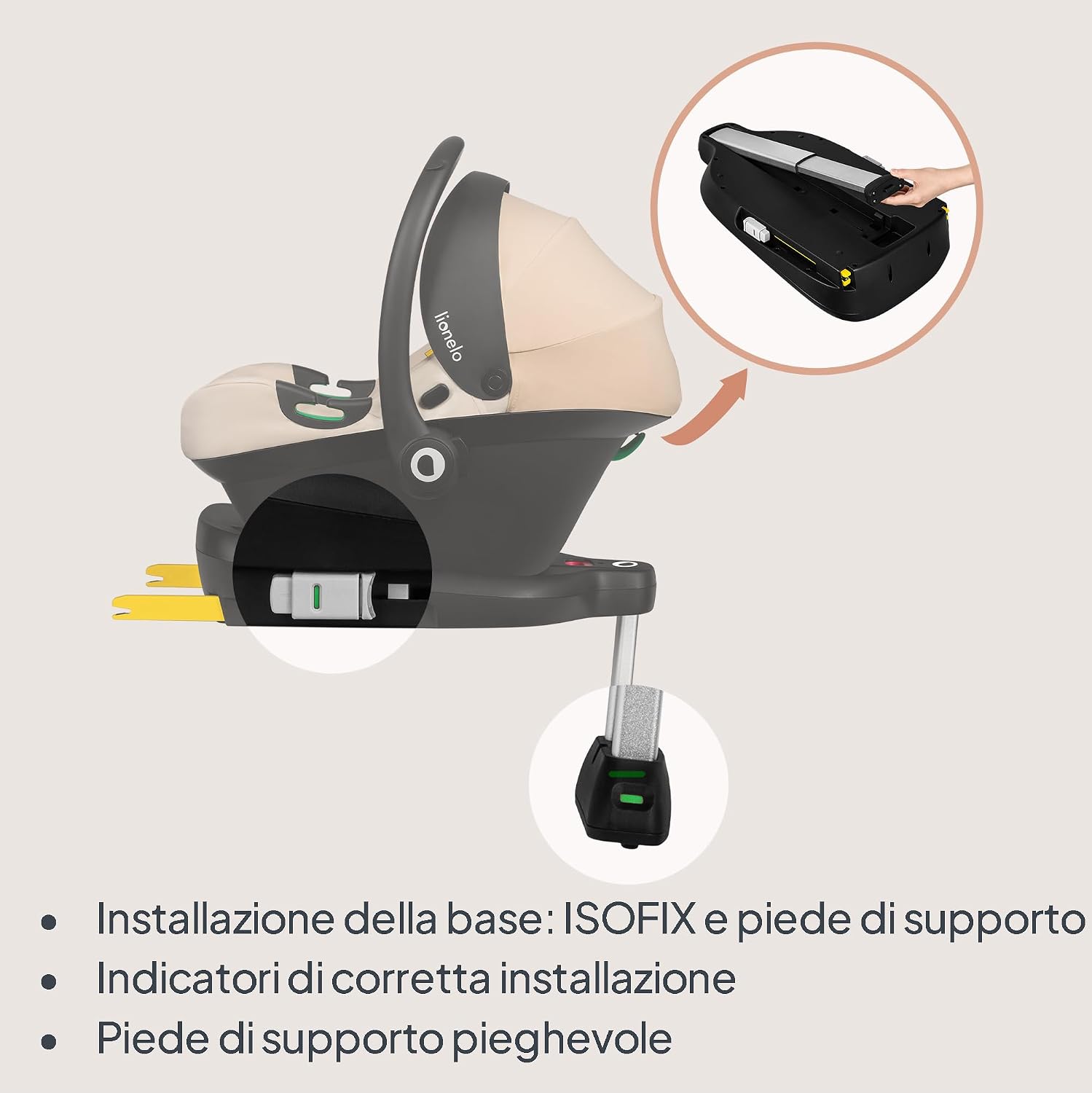 Thumbnail 2 de LIONELO ASTRID i-size SET: Seggiolino auto per neonati e bambini con base ISOFIX, protezione avanzata e comfort Dri-Seat
