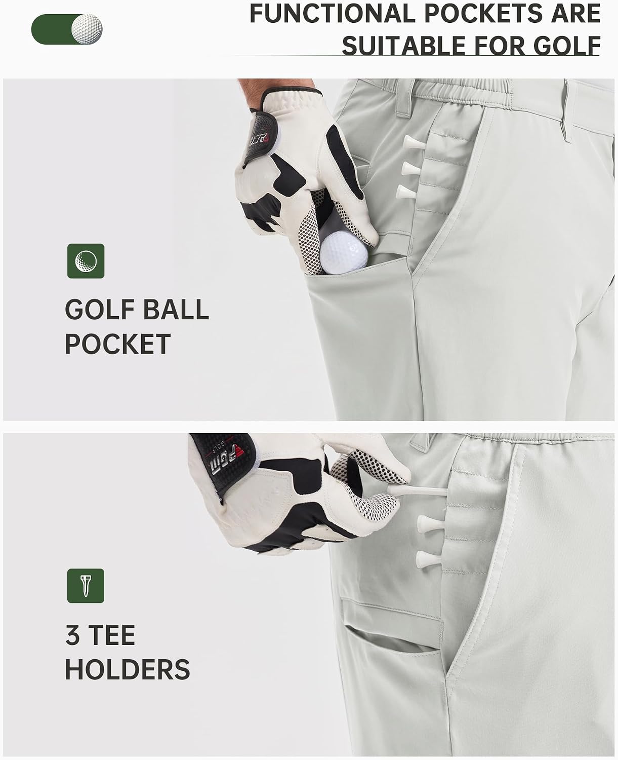 Detalle de 33,000ft Men’s 9" Dry Fit Stretch Golf Shorts with UPF 50+ and Pockets