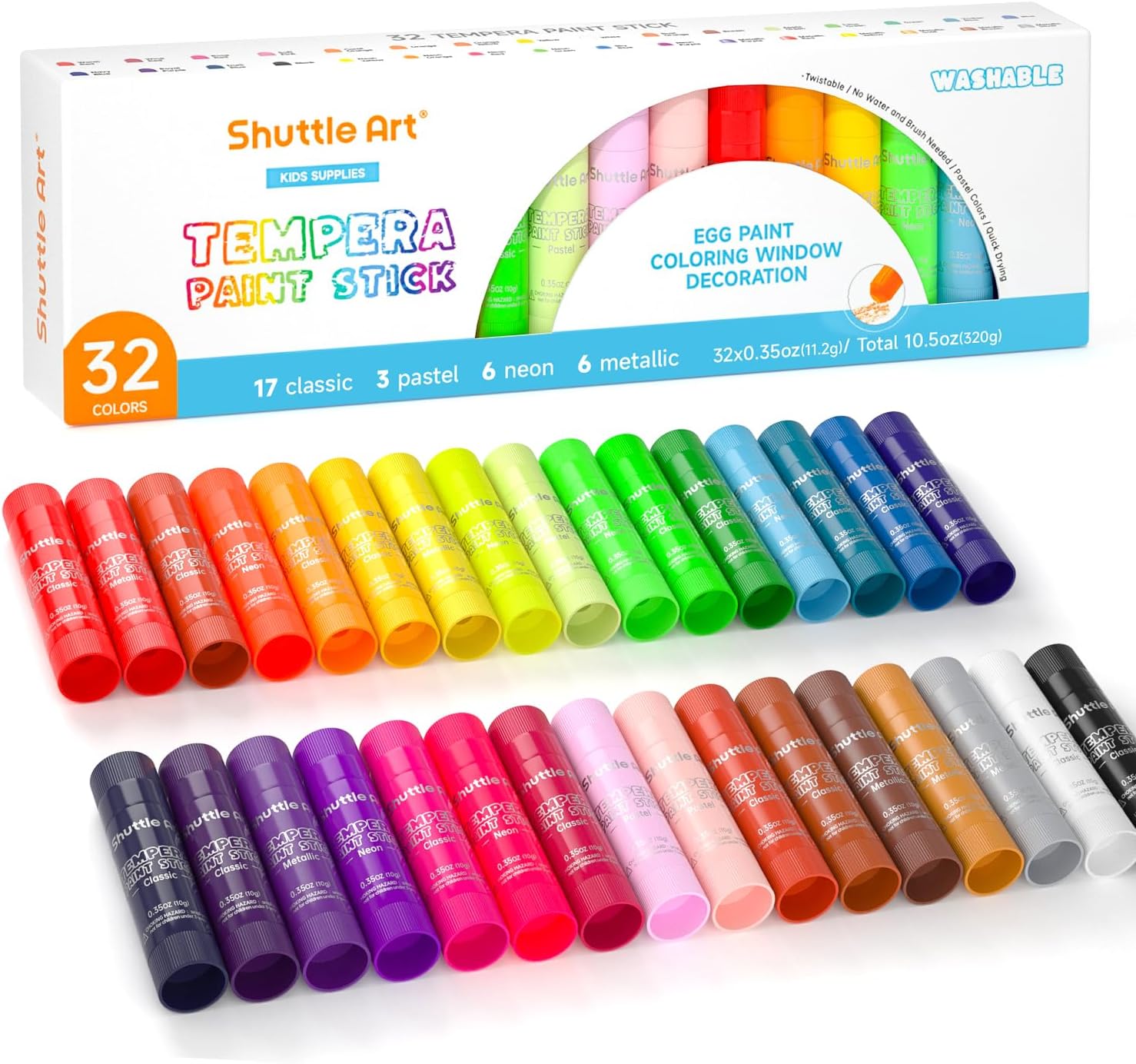 Detalle de Shuttle Art Tempera Paint Sticks 32 Colors