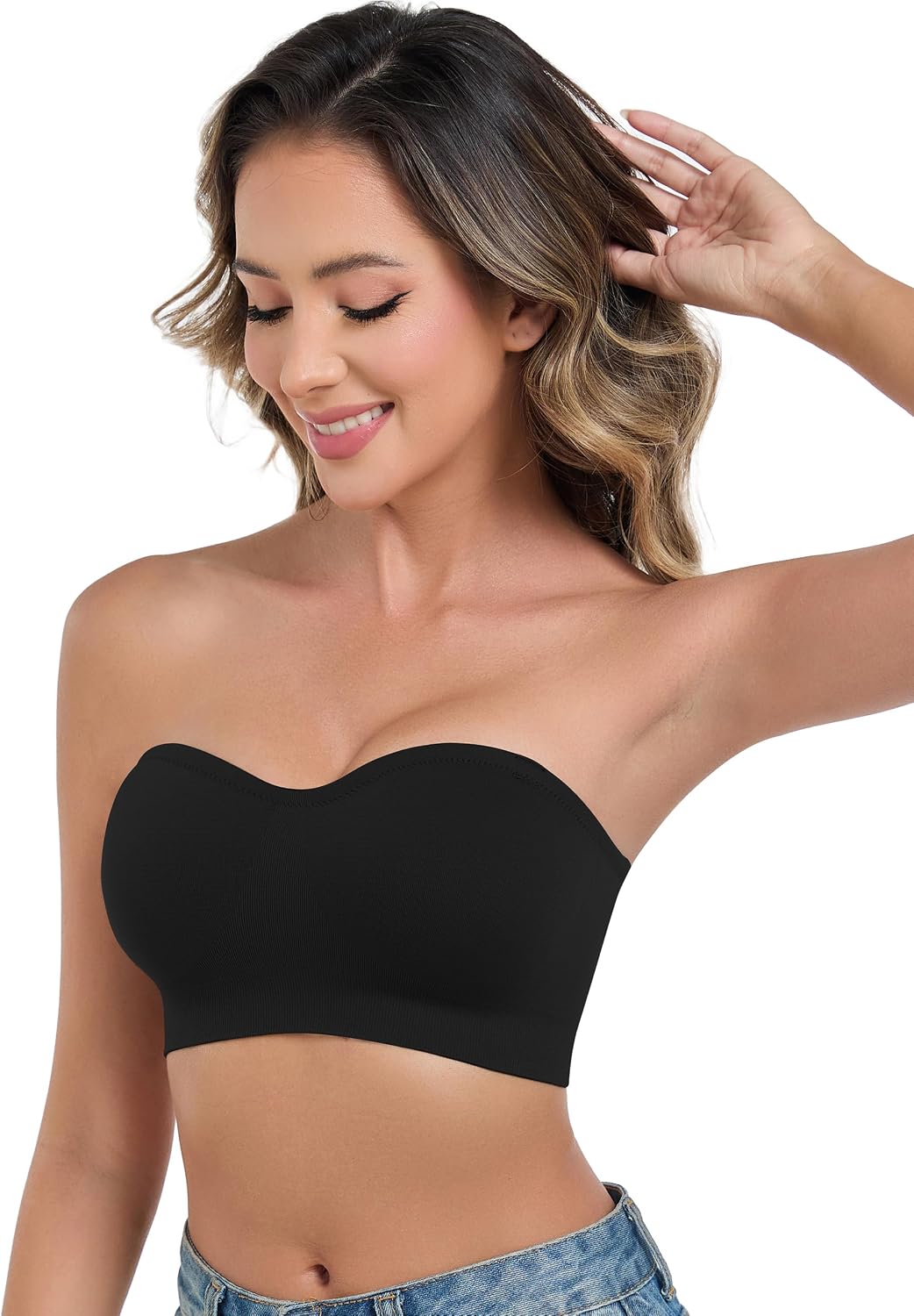 Detalle de ANGOOl strapless tube bra, wirefree support