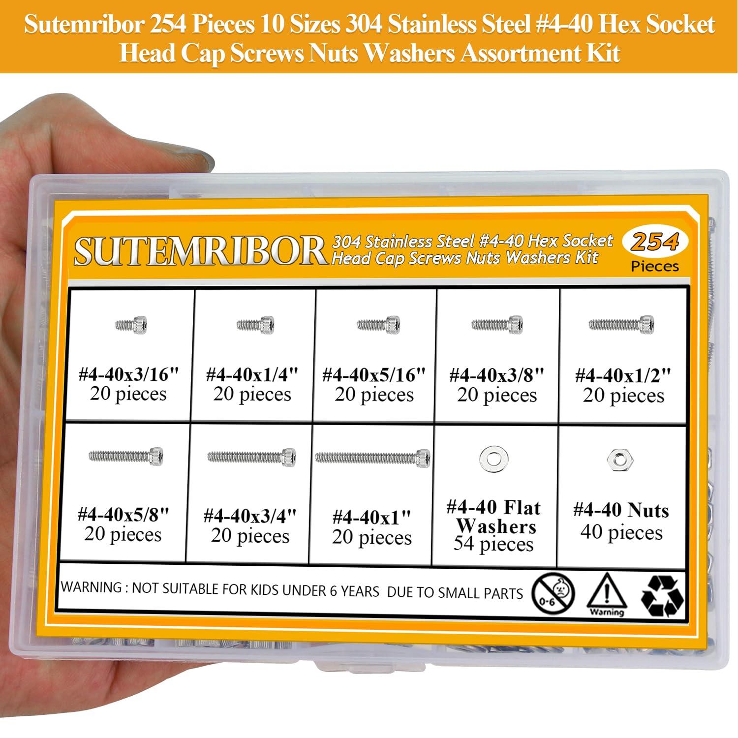 Detalle de Sutemribor Hex Socket Screw Kit, #4-40