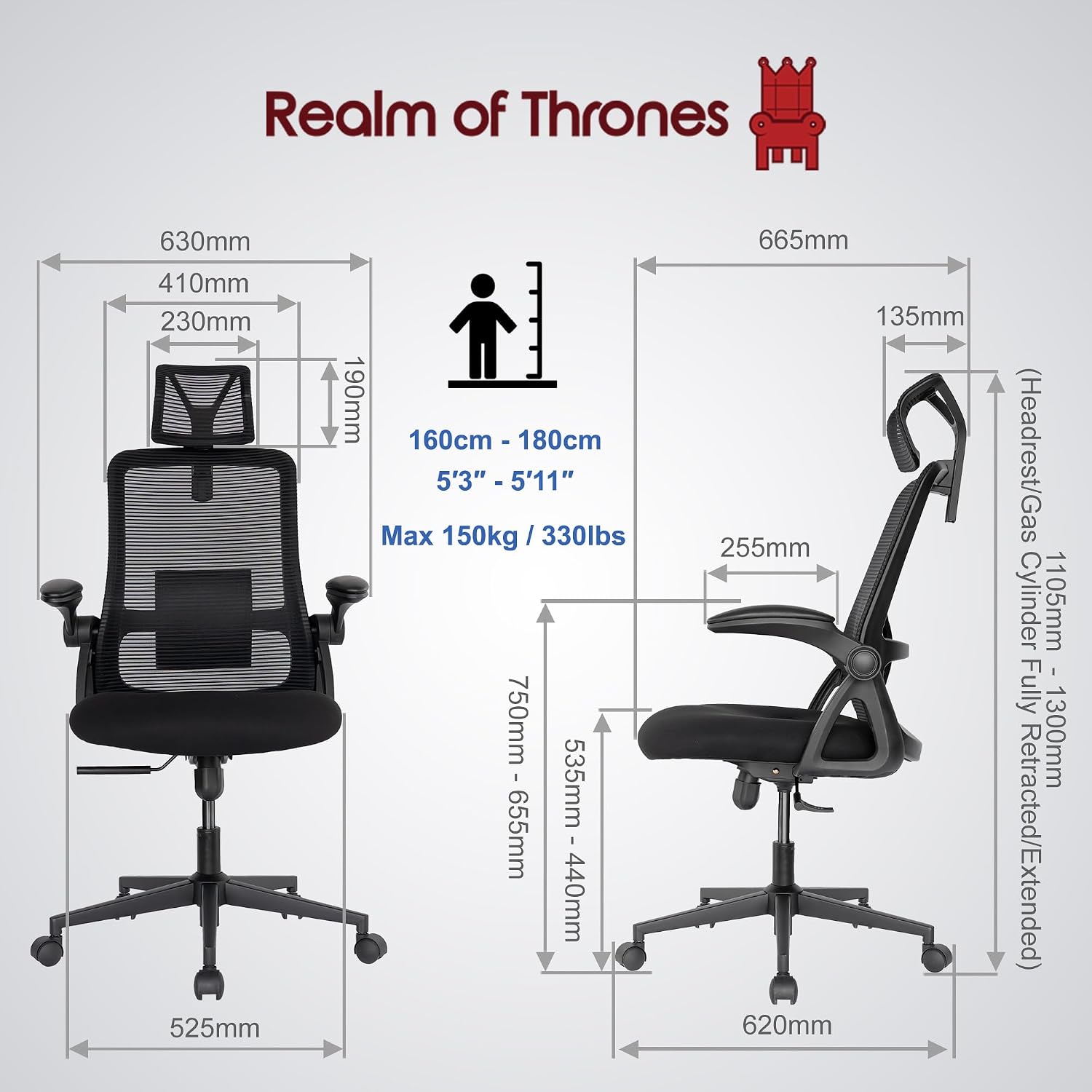 Detalle de Realm of Thrones CAPTAIN ergonomic office chair