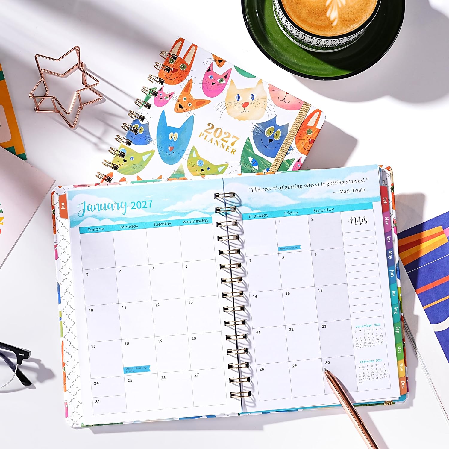Thumbnail 6 de Planrage HHPA5MTZY34Q13 2027 Weekly and Monthly Planner, Hardcover, Colorful Tabs