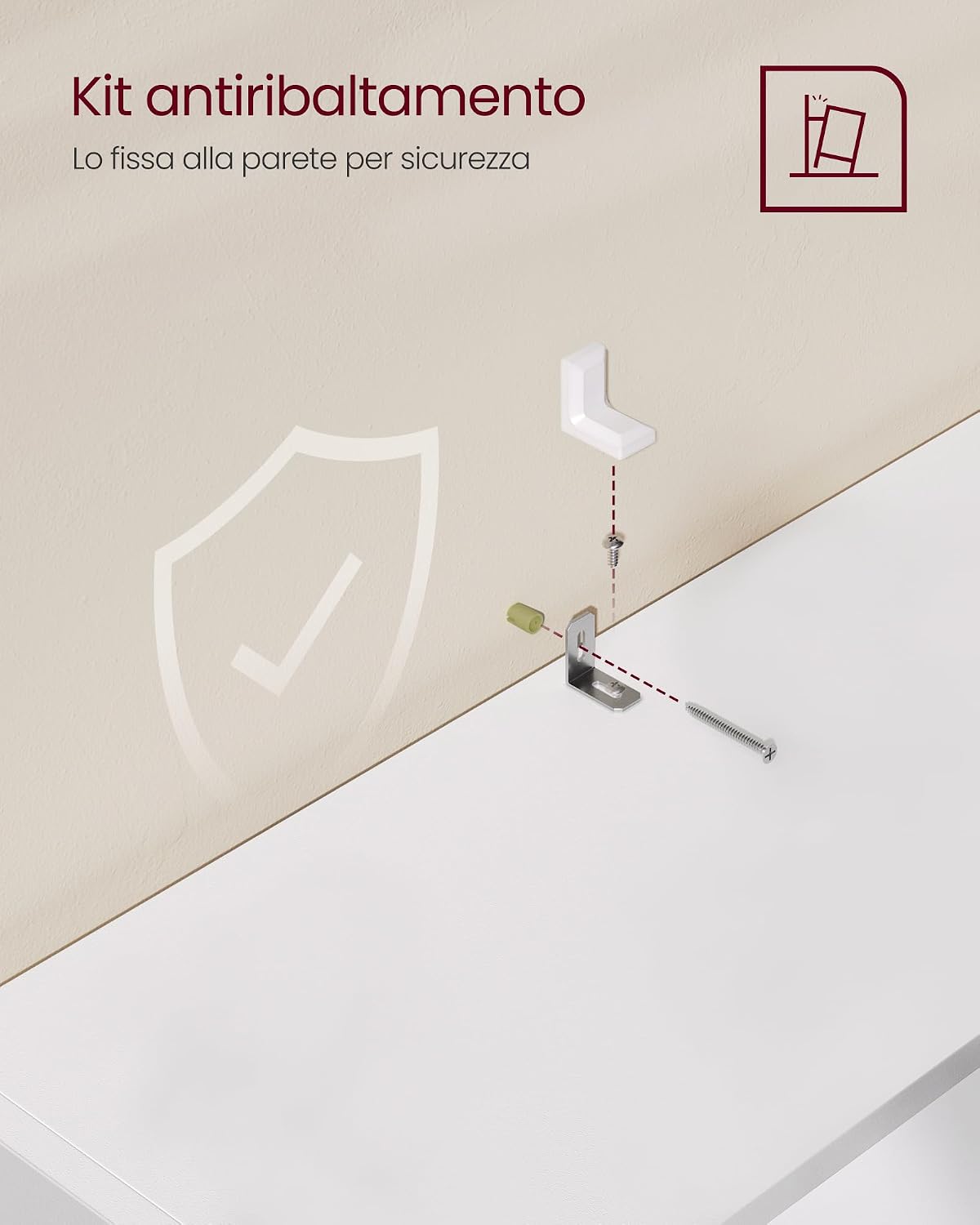 Detalle de VASAGLE Scaffale a 6 ripiani LBC166T14 in bianco nuvola, libreria portaoggetti con ripiani aperti e regolabili