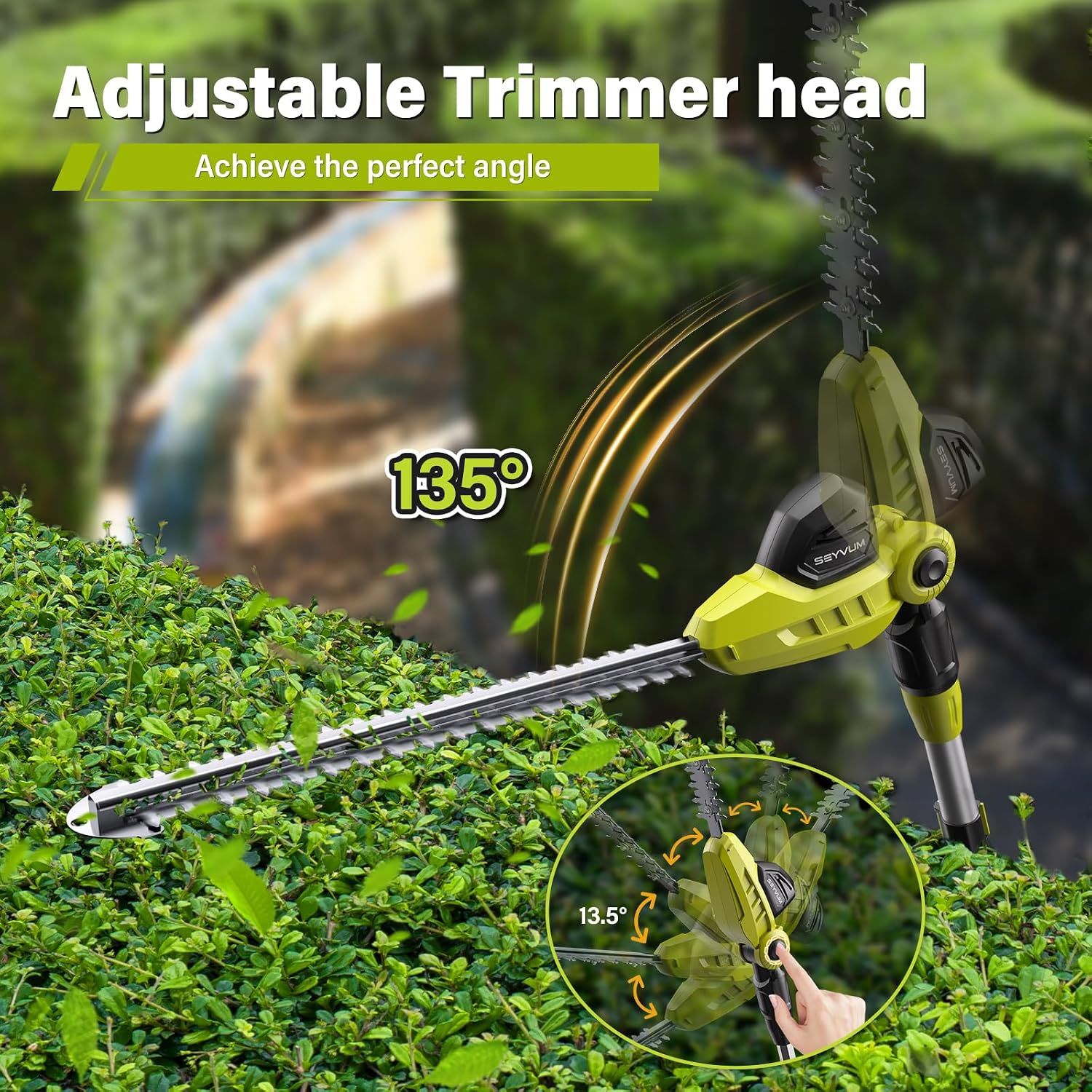 Thumbnail 5 de Pole Hedge Trimmer Long Reach with 2×2.0Ah Batteries – 50cm Blades, Telescopic to 9ft, with Shoulder Strap
