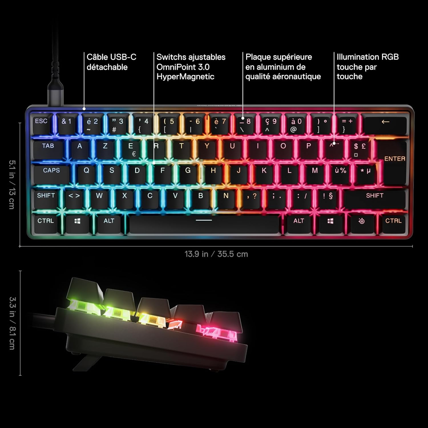 Thumbnail 2 de SteelSeries Apex Pro Mini Gen 3 OmniPoint 3.0 — Clavier compact ultra réactif FR AZERTY