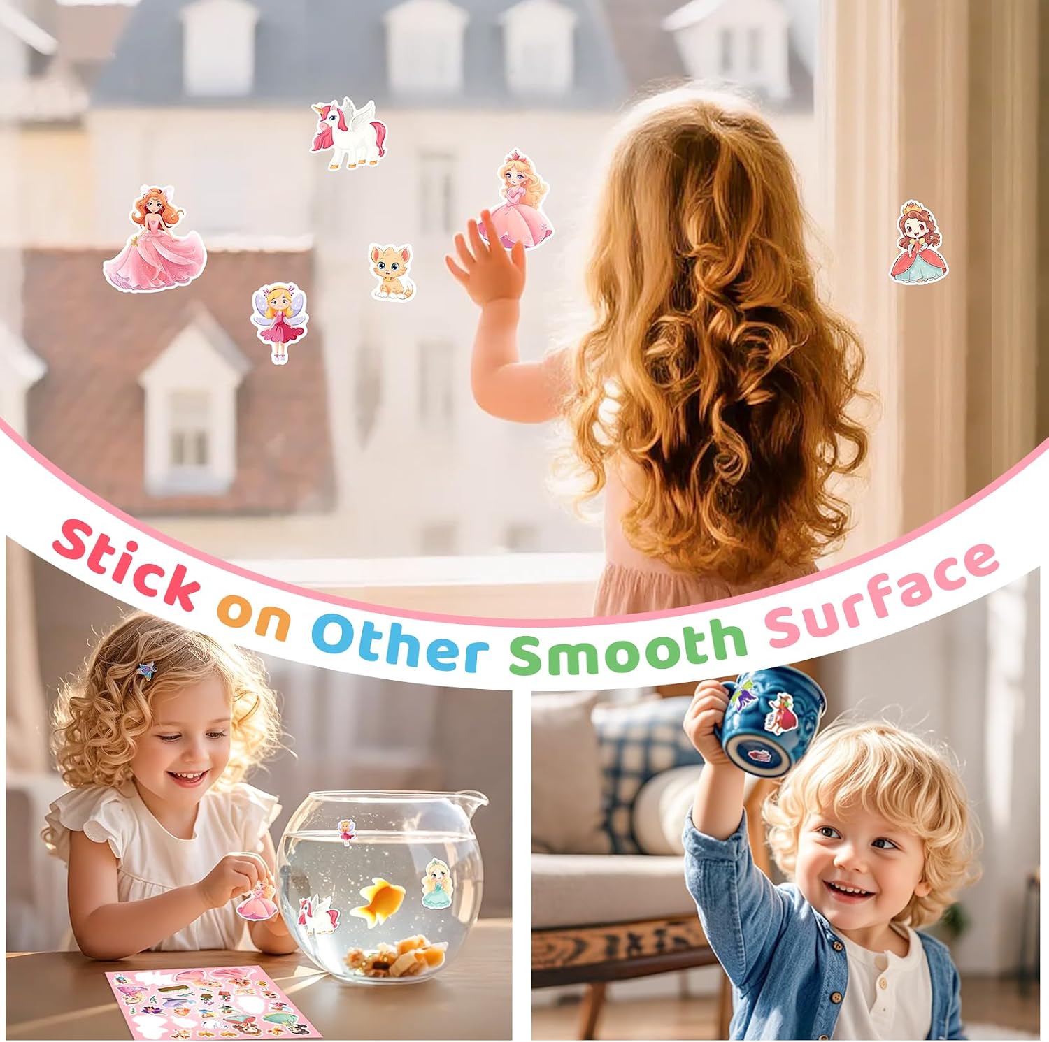 Detalle 2 de GUYUCOM Adesivi per bambini dai 2 anni: set di 4 confezioni riutilizzabili, impermeabili
