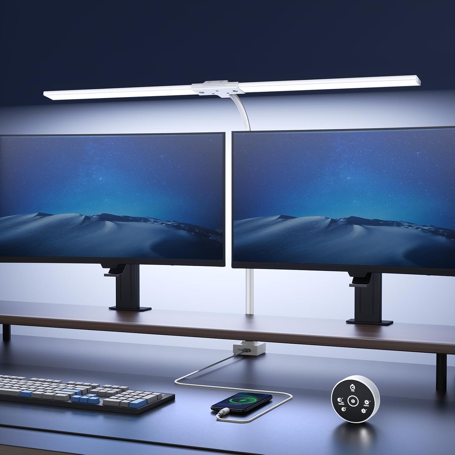 Detalle de Lampada da Scrivania a LED 24W con Telecomando – 1500LM, 80cm, USB, bianco