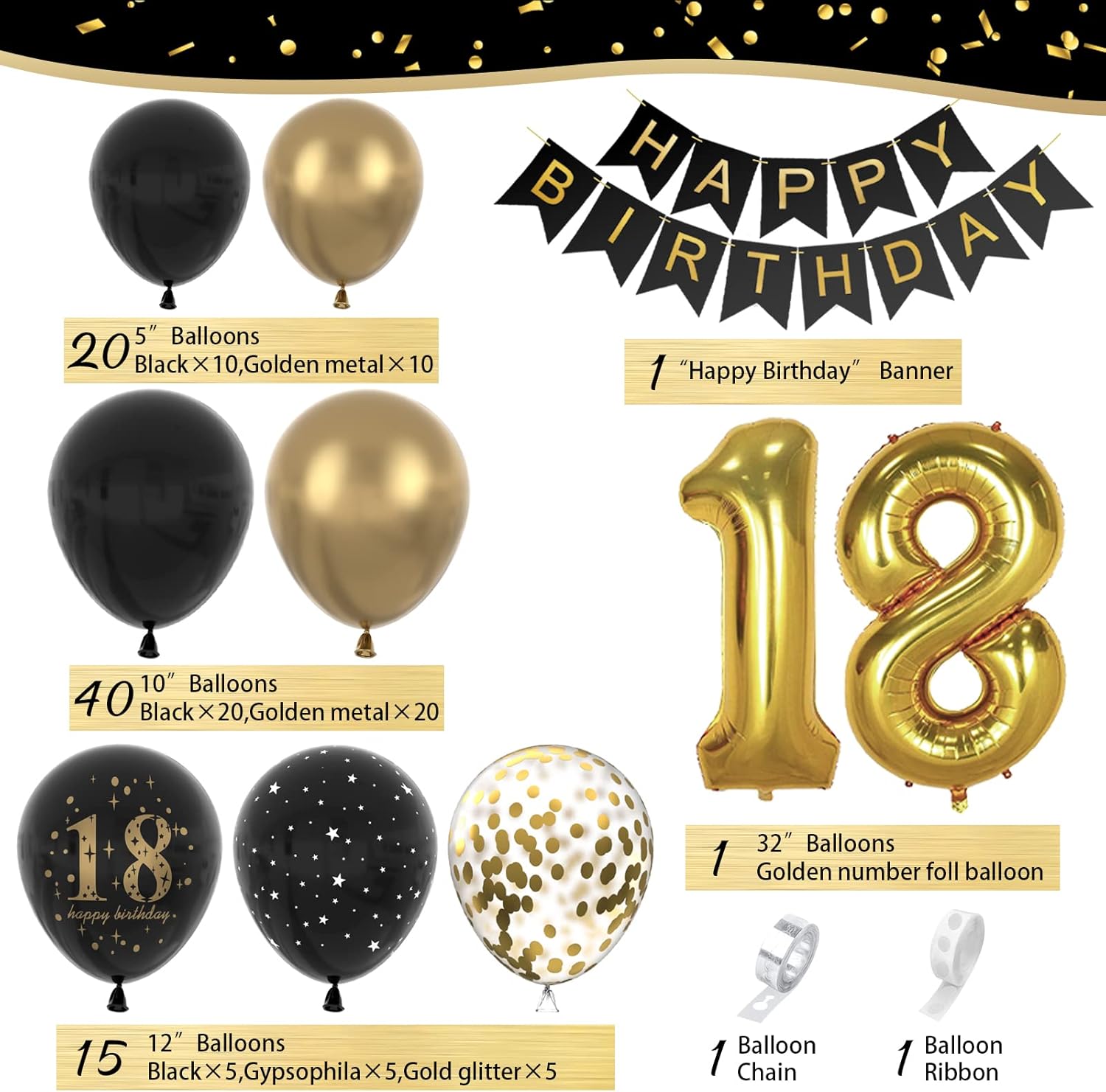 Thumbnail 3 de 18. Geburtstag Deko Set mit Ballons und Girlande 🎉