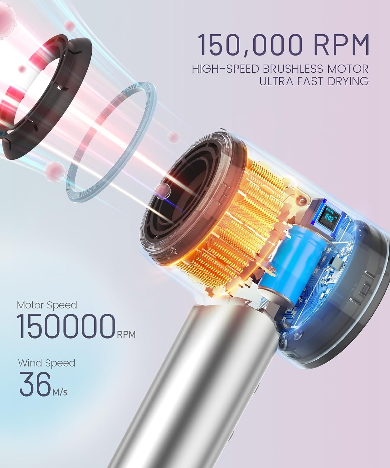 Thumbnail 1 de Cosy Companions High-Speed Ionic Hair Dryer with 150,000 RPM Brushless Motor