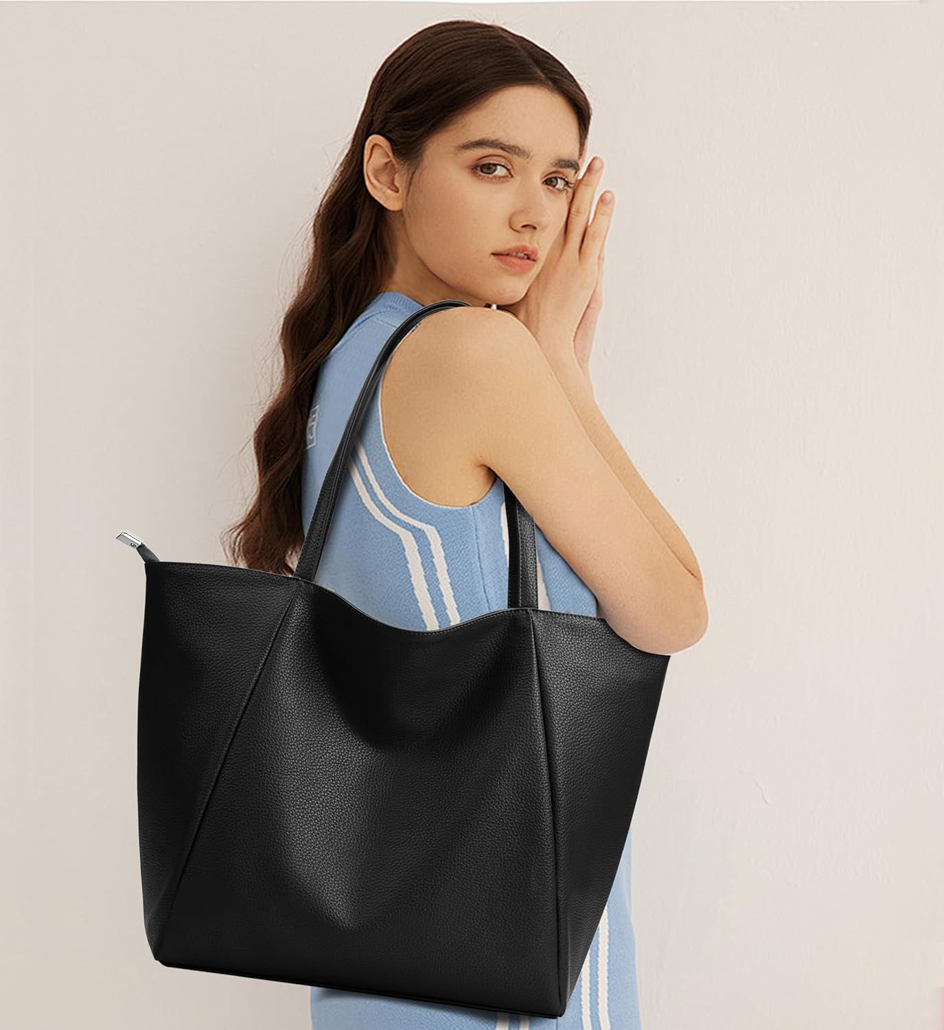 Detalle 2 de Large tote handbag with zipper 36 x 35