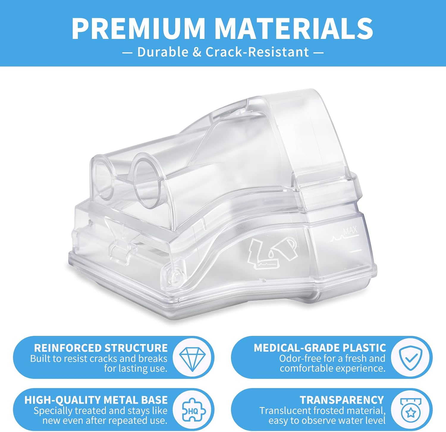 Detalle 1 de ZYG Replacement Water Chamber for ResMed AirSense 10, 380 mL, with 10 Filters