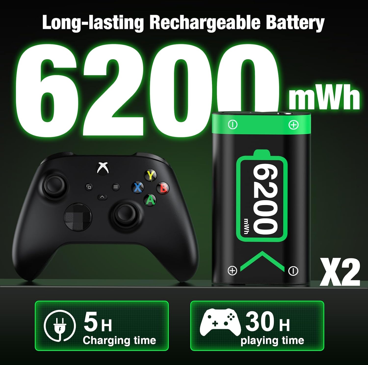 Thumbnail 1 de HELLCOOL Battery Pack Rechargeable 4800mWh for Xbox controllers