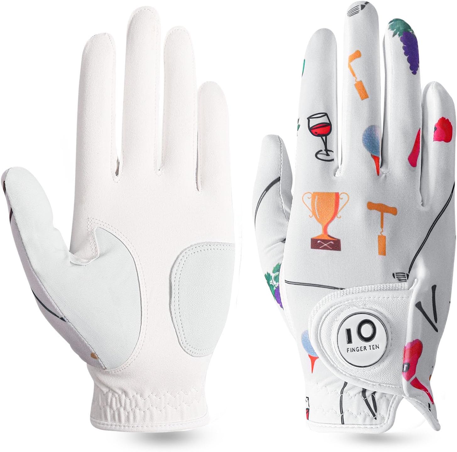 Detalle de FINGER TEN Colorful Women's Golf Glove, Large, Full-Golf Party, Right Hand