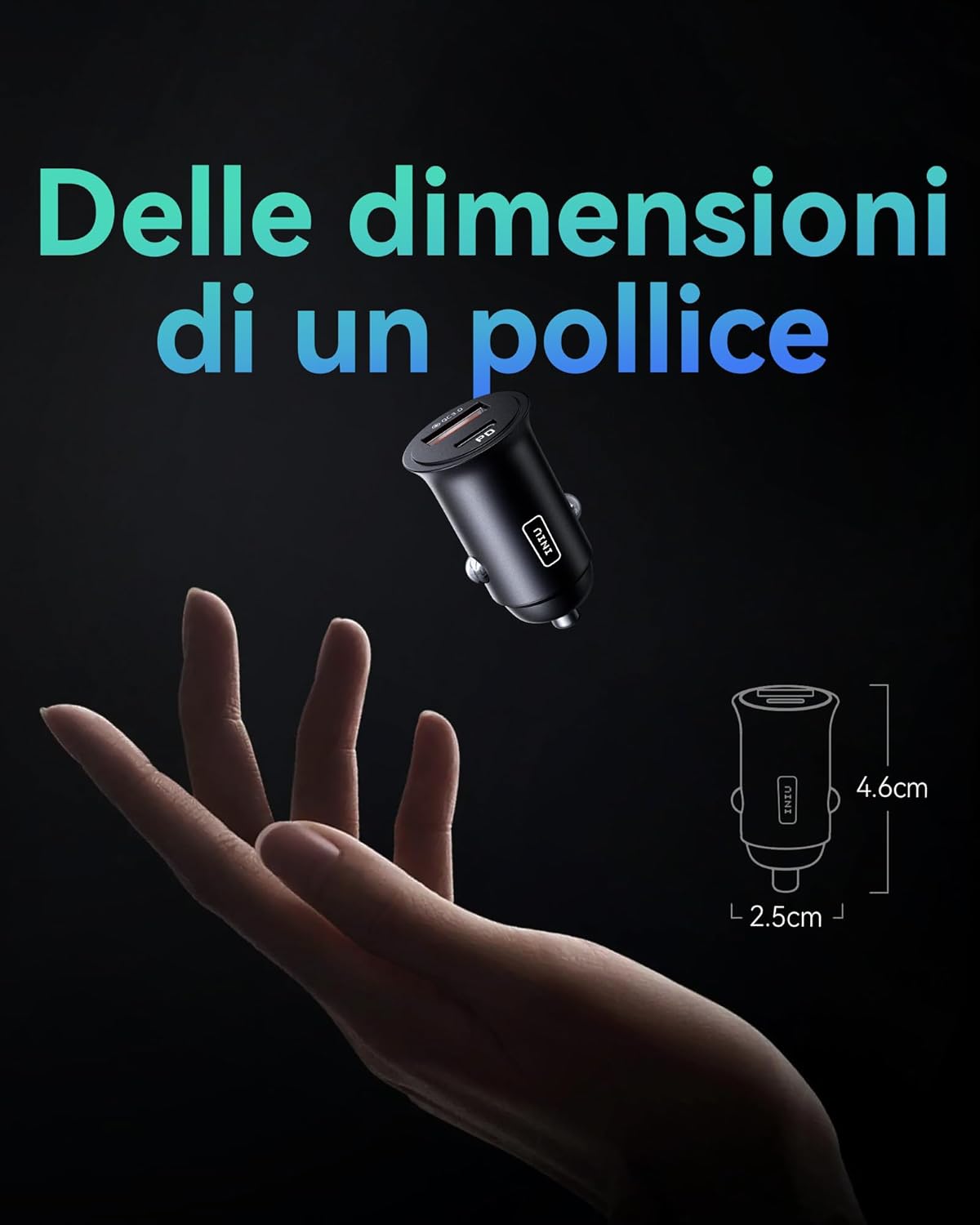 Thumbnail 3 de INIU caricatore auto 60W con USB-C PD e QC 3.0, doppia porta per ricarica rapida