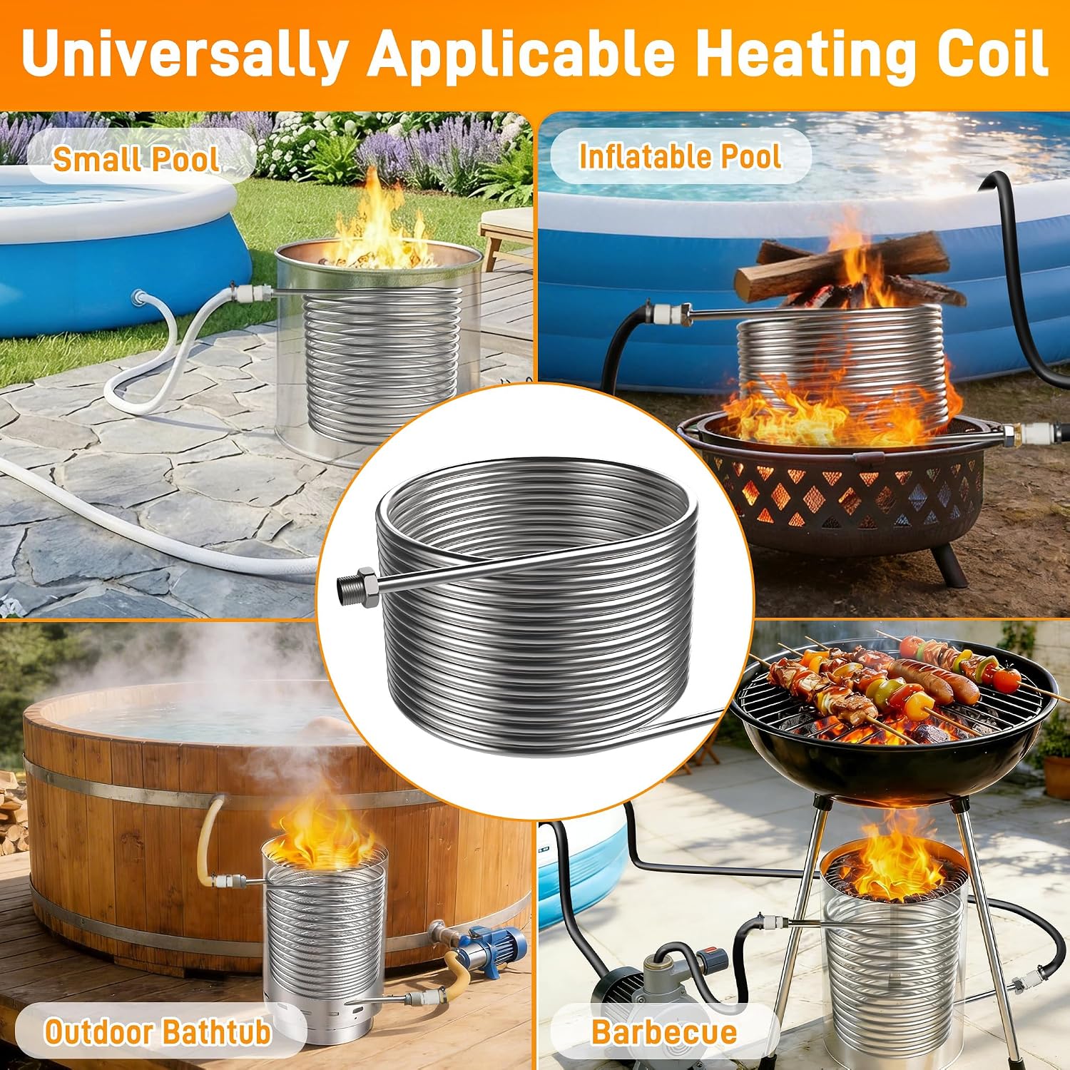 Thumbnail 6 de UISEBRT Pool Heating Coil, 304 Stainless Steel, 32/38 mm Connections