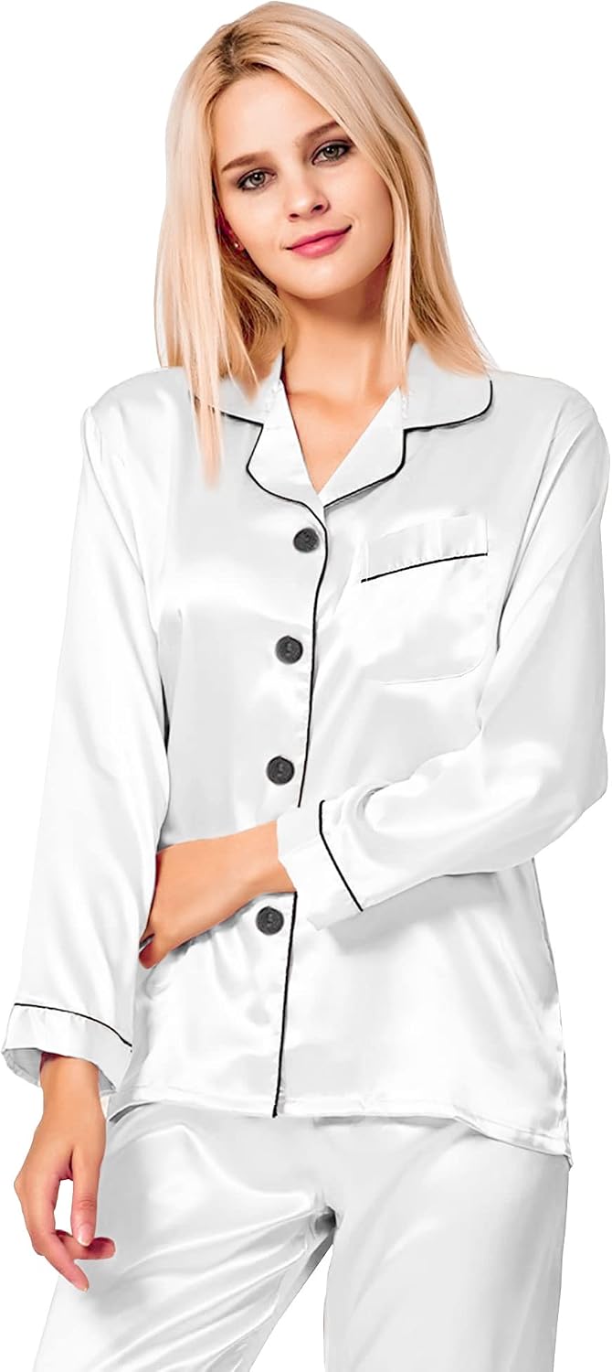 Detalle 2 de SWOMOG Silk Satin Pajamas 2-Piece