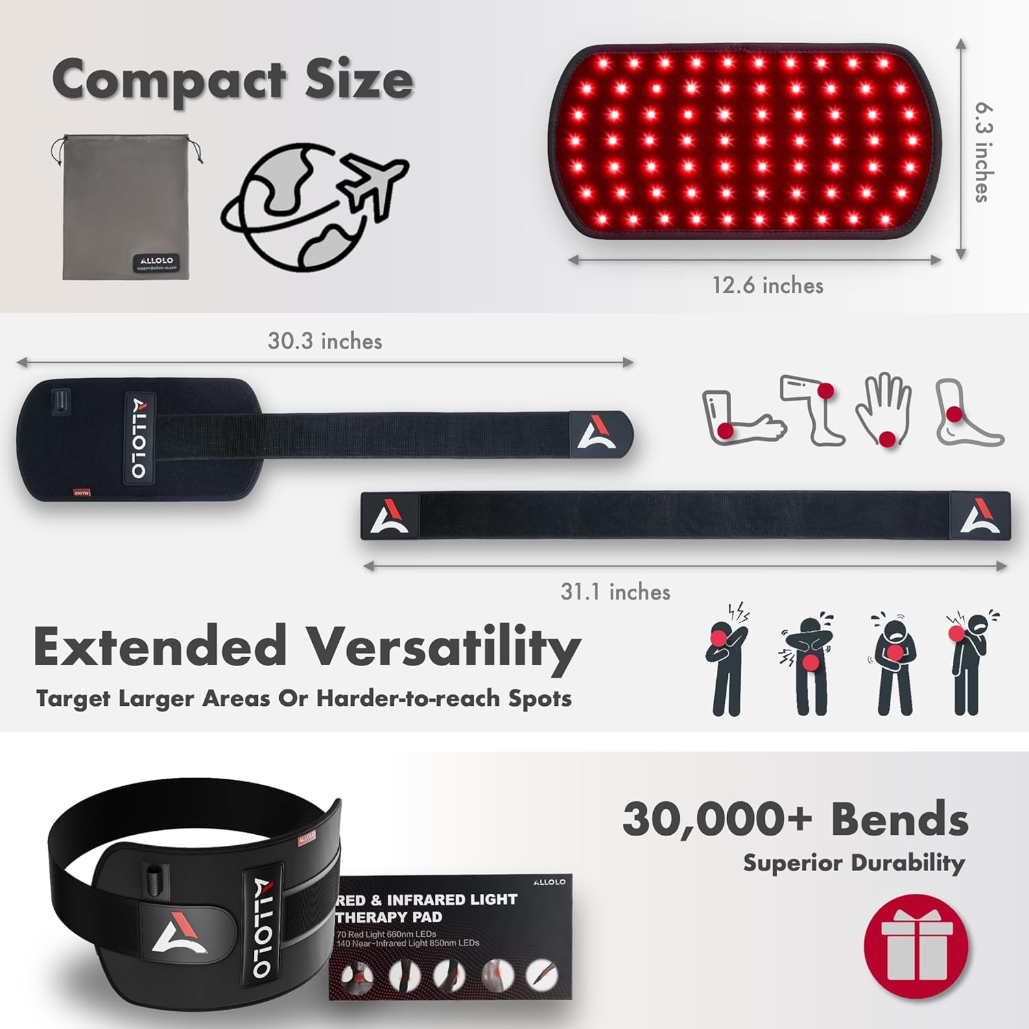 Detalle 2 de ALLOLO 3-in-1 Red Light Therapy Belt 12.6"
