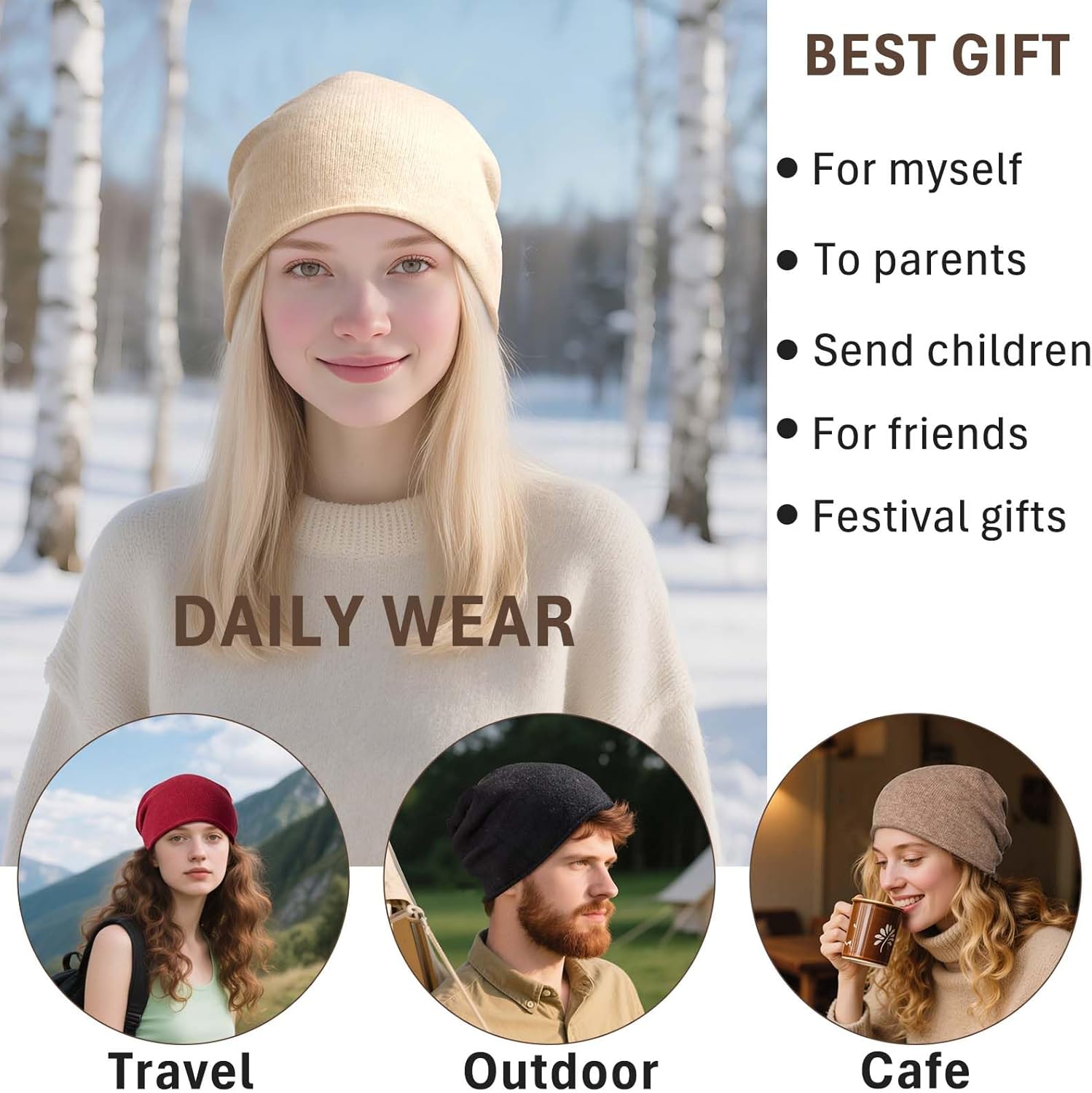 Thumbnail 5 de ZLYC Winter Woll-Strickmütze Slouchy Beanie – Nahtloser Komfort aus feiner Wolle