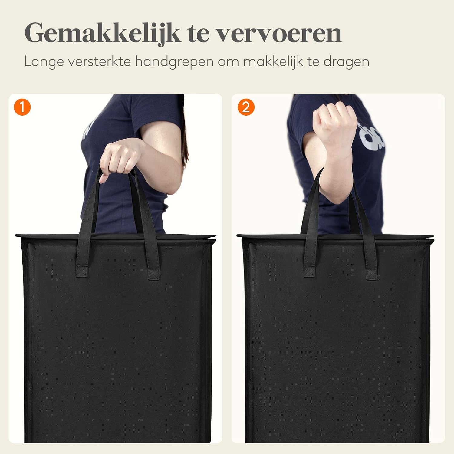 Detalle de Lifewit 24017 smalle wasmand van 75 liter met deksel, opvouwbaar, zwart