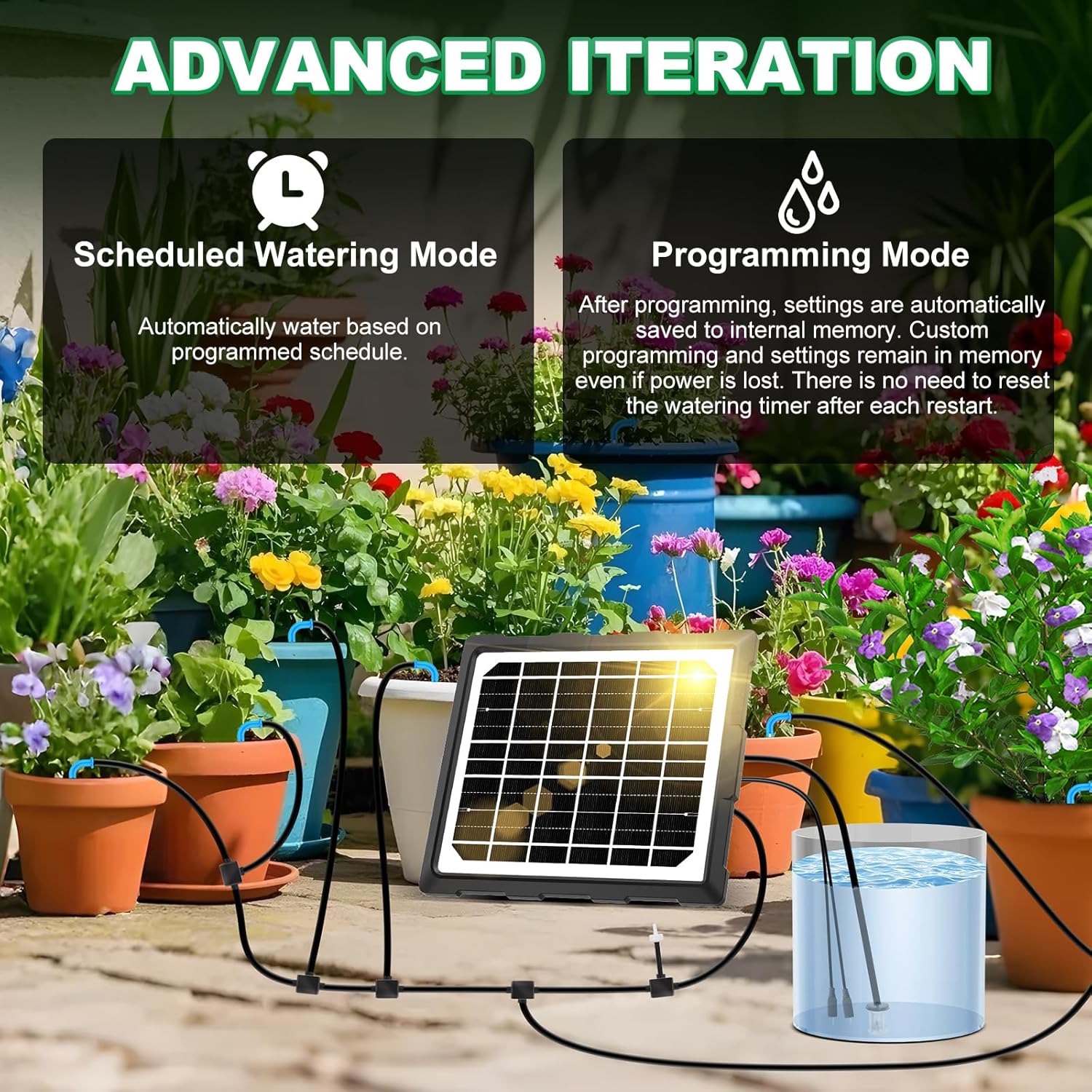 Thumbnail 2 de YAHAMOO Solar-Bewässerungssystem 2026 für bis zu 20 Topfpflanzen – automatisches Gießen mit 20 m Tropfschlauch
