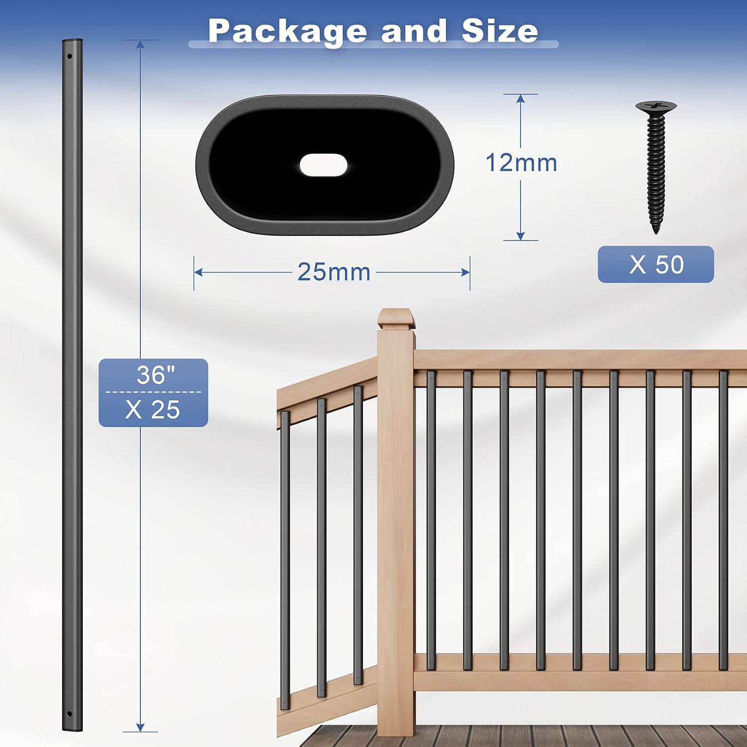 Detalle 2 de Voxelour Deck Balusters, 36-Inch